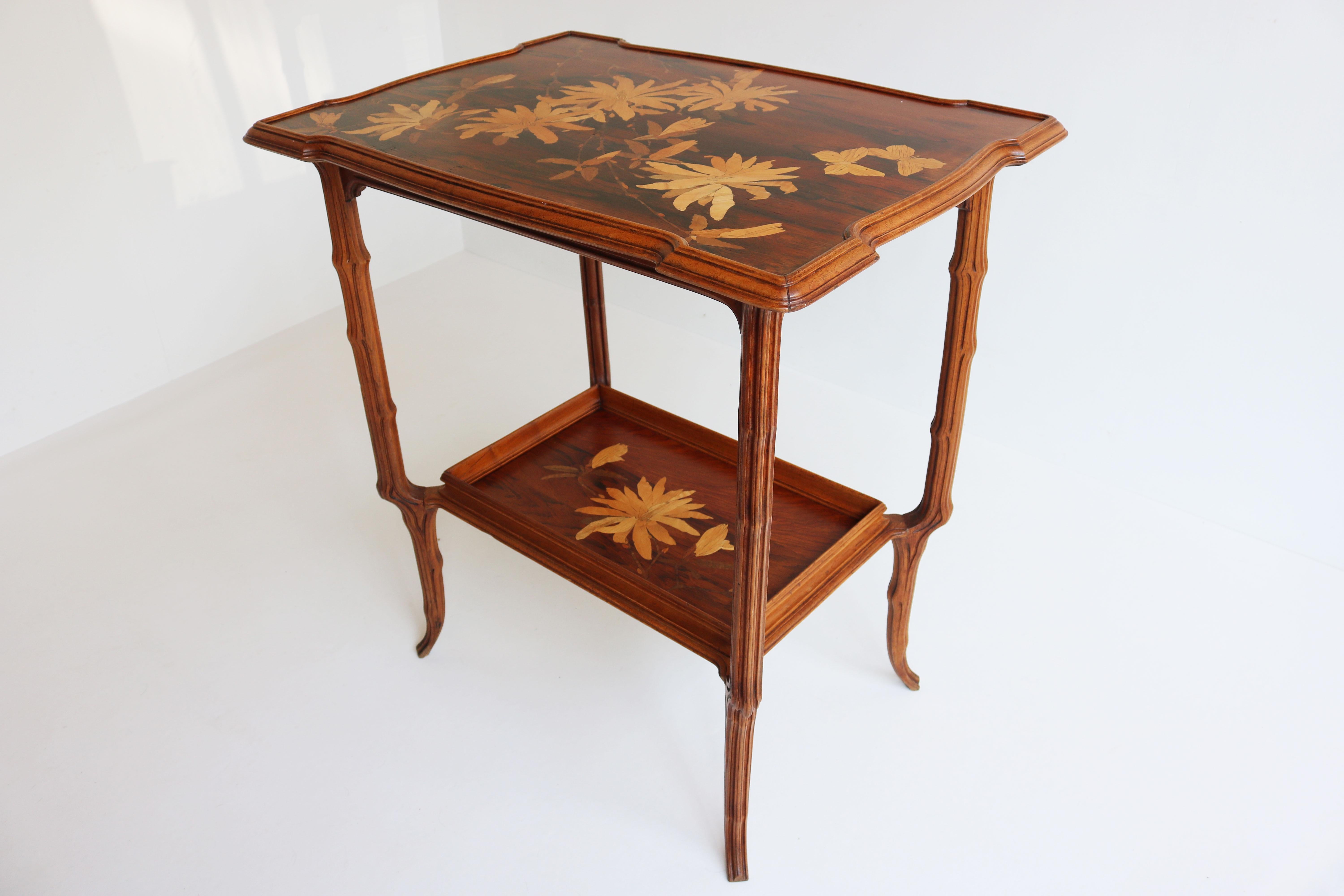Original French Art Nouveau Marquetry Table ''Japonisme'' by Emile Galle 1900 For Sale 1