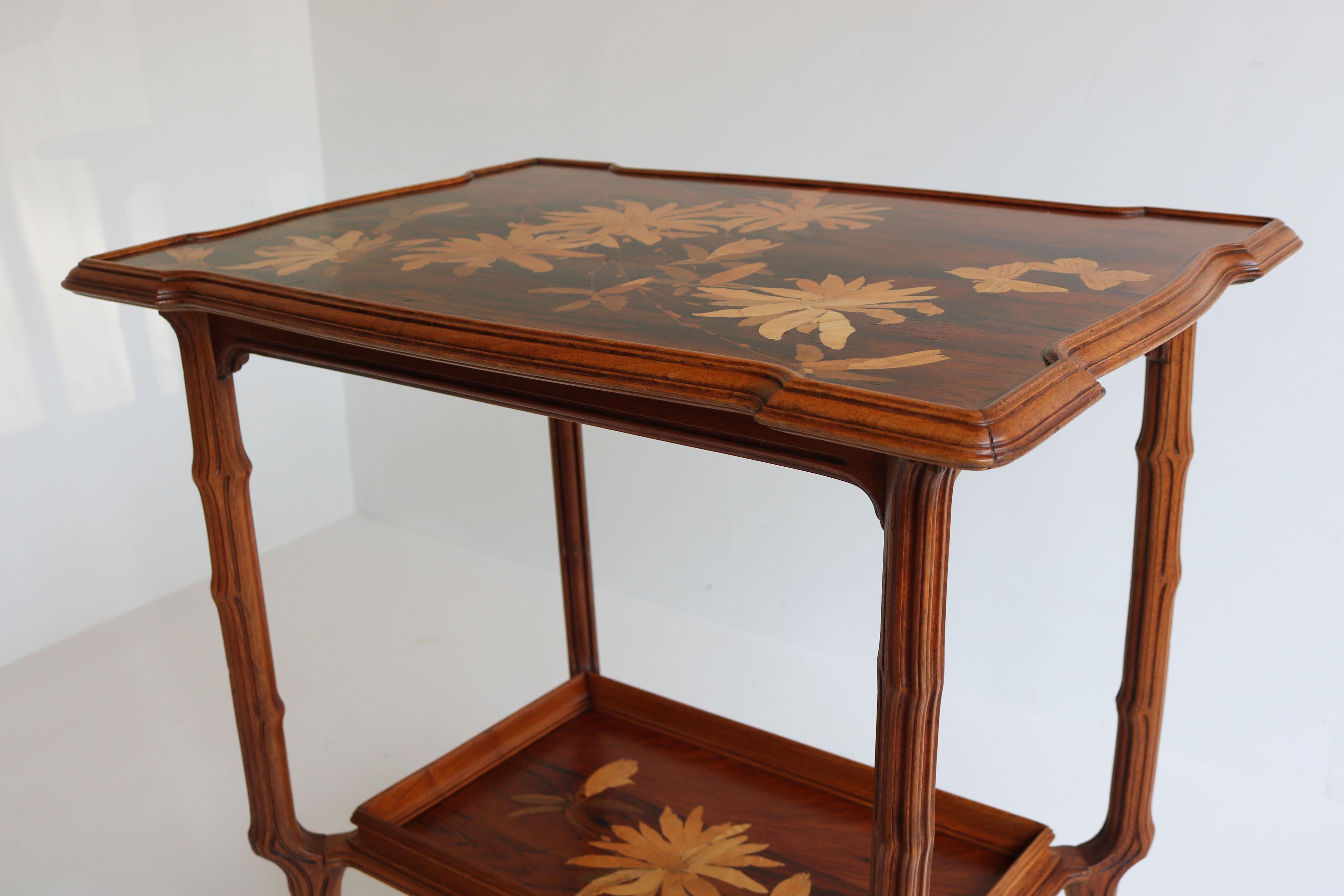 Original French Art Nouveau Marquetry Table ''Japonisme'' by Emile Galle 1900 For Sale 2