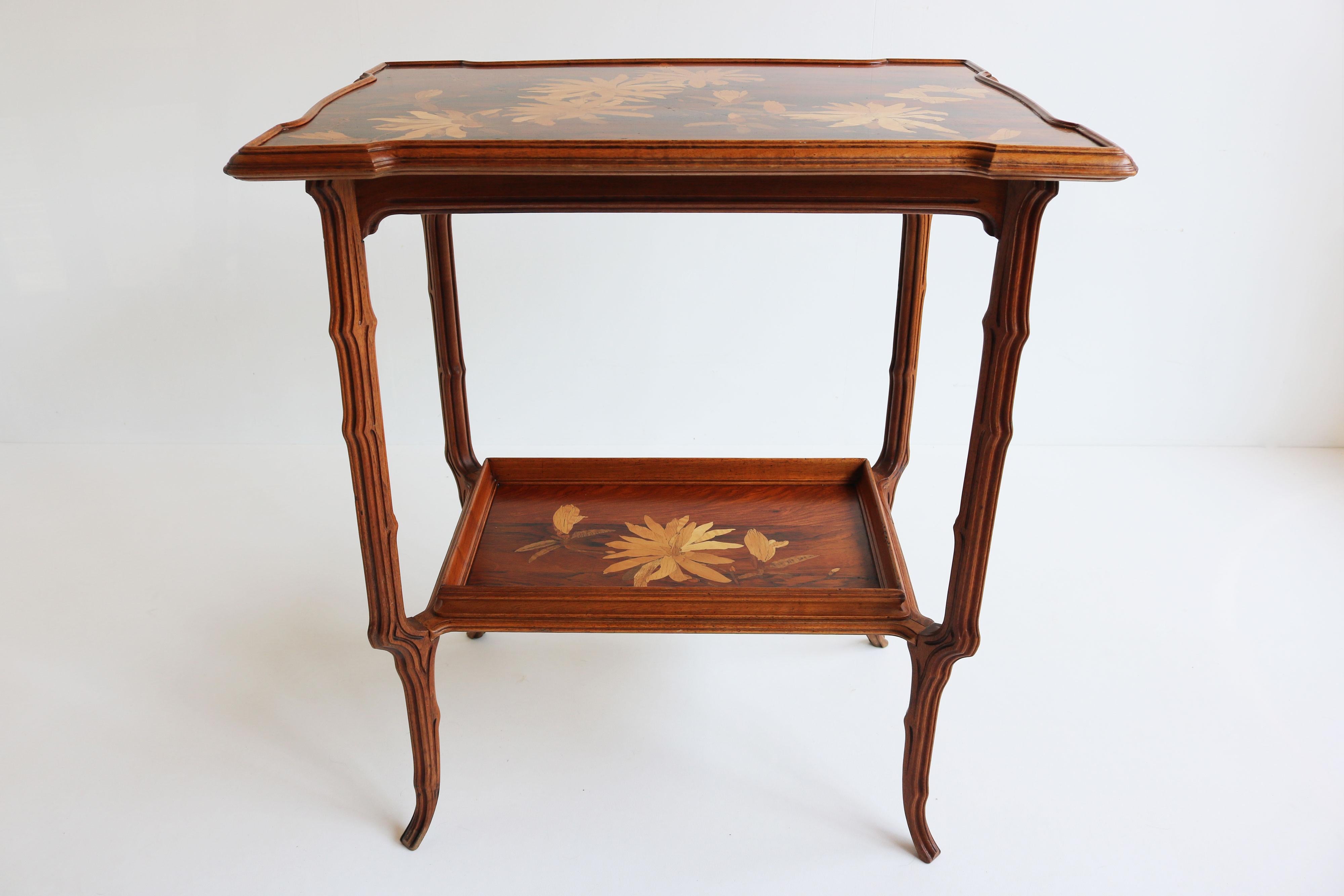 Original French Art Nouveau Marquetry Table ''Japonisme'' by Emile Galle 1900 For Sale 3