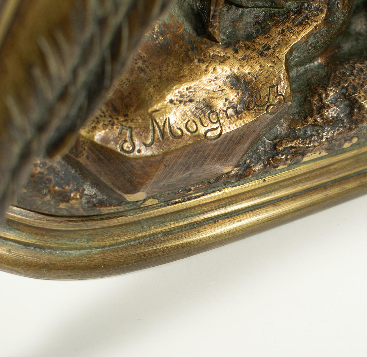 19th Century Original French bronze by Jules Moigniez - Cock Pheasant and Stoat