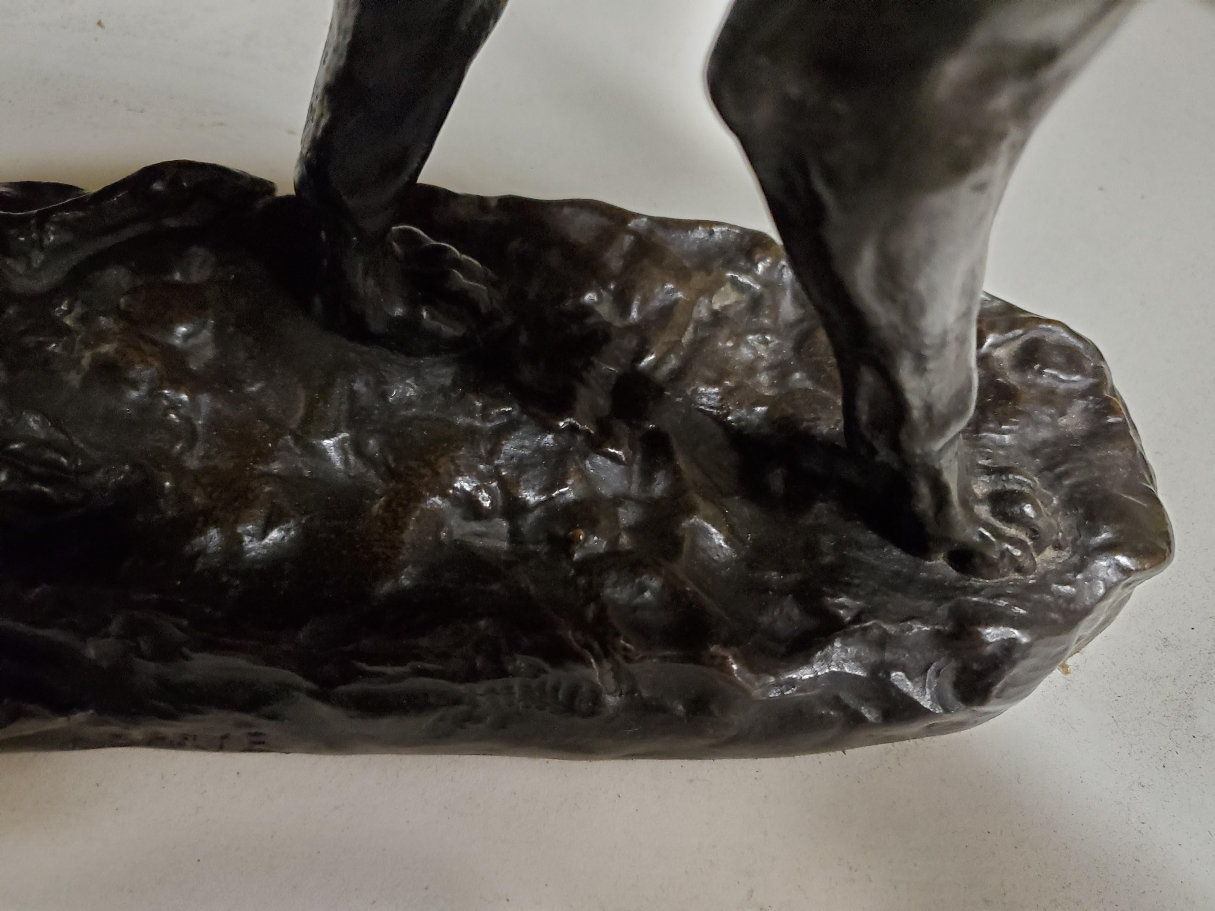 Original französische Bronzeskulptur eines streienden Wolfes aus Bronze, von Antoine- Louis Barye im Angebot 6