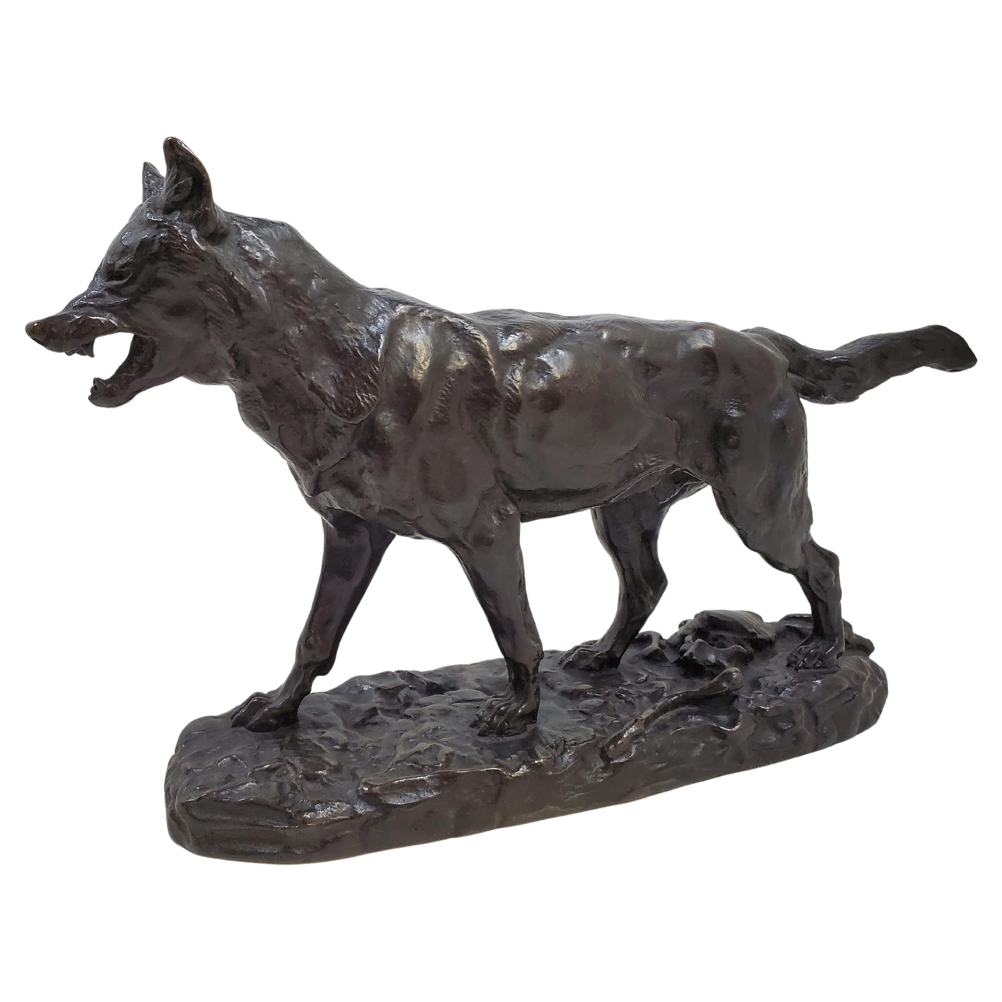 Original französische Bronzeskulptur eines streienden Wolfes aus Bronze, von Antoine- Louis Barye im Angebot 9