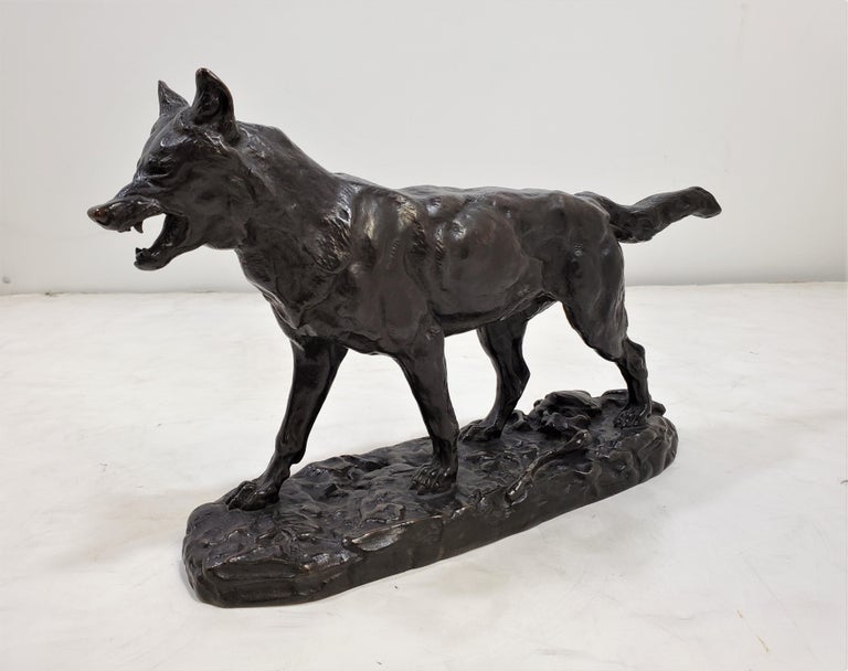 Beaux Arts Original French Bronze Sculpture of a Striding Wolf, by Antoine- Louis Barye For Sale