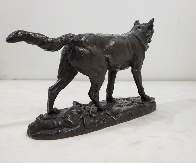 Original French Bronze Sculpture of a Striding Wolf, by Antoine- Louis Barye For Sale 2