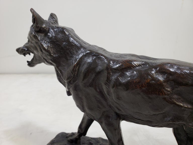 Original French Bronze Sculpture of a Striding Wolf, by Antoine- Louis Barye For Sale 3