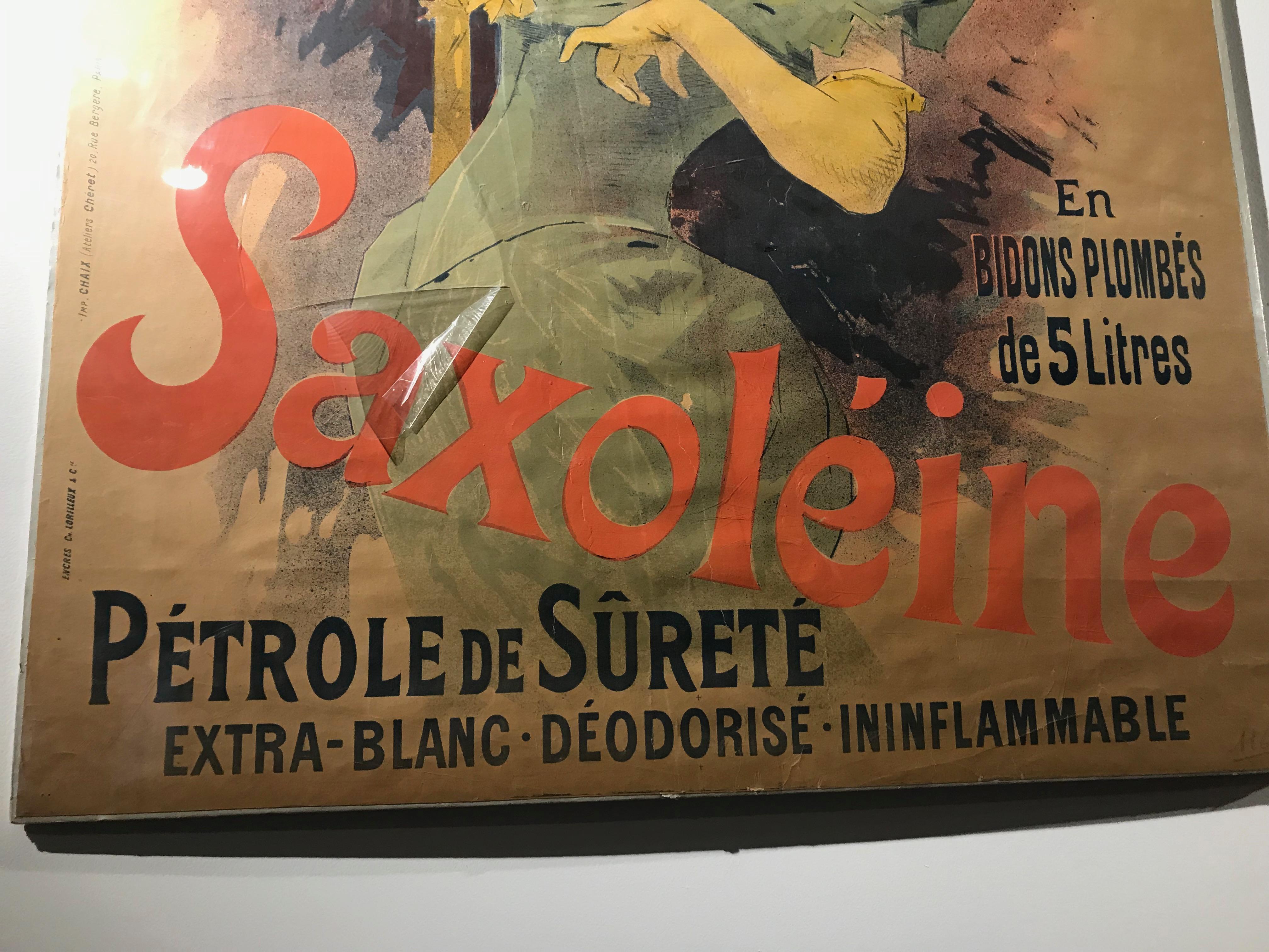 Affiche lithographique française originale en couleur pour Saxoléïne par Jules Chéret, 1892 en vente 2