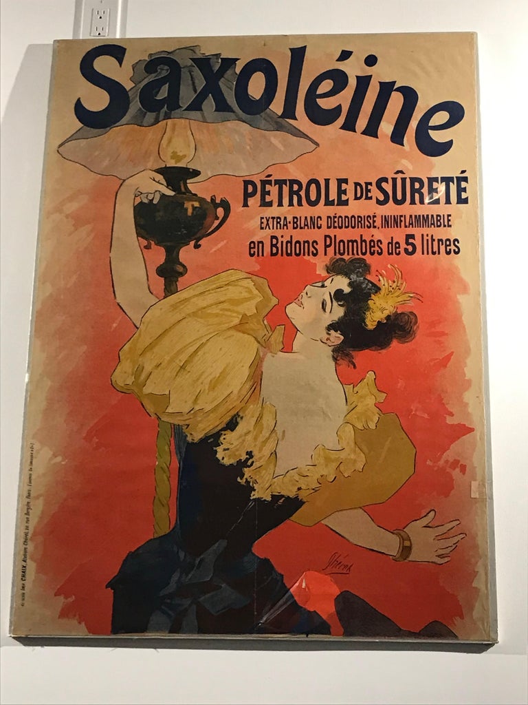 Vintage original French Art Nouveau color lithograph poster for Saxoléïne by Jules Chéret, 1893.

Catalogue raisonné: Lucy Broido, 