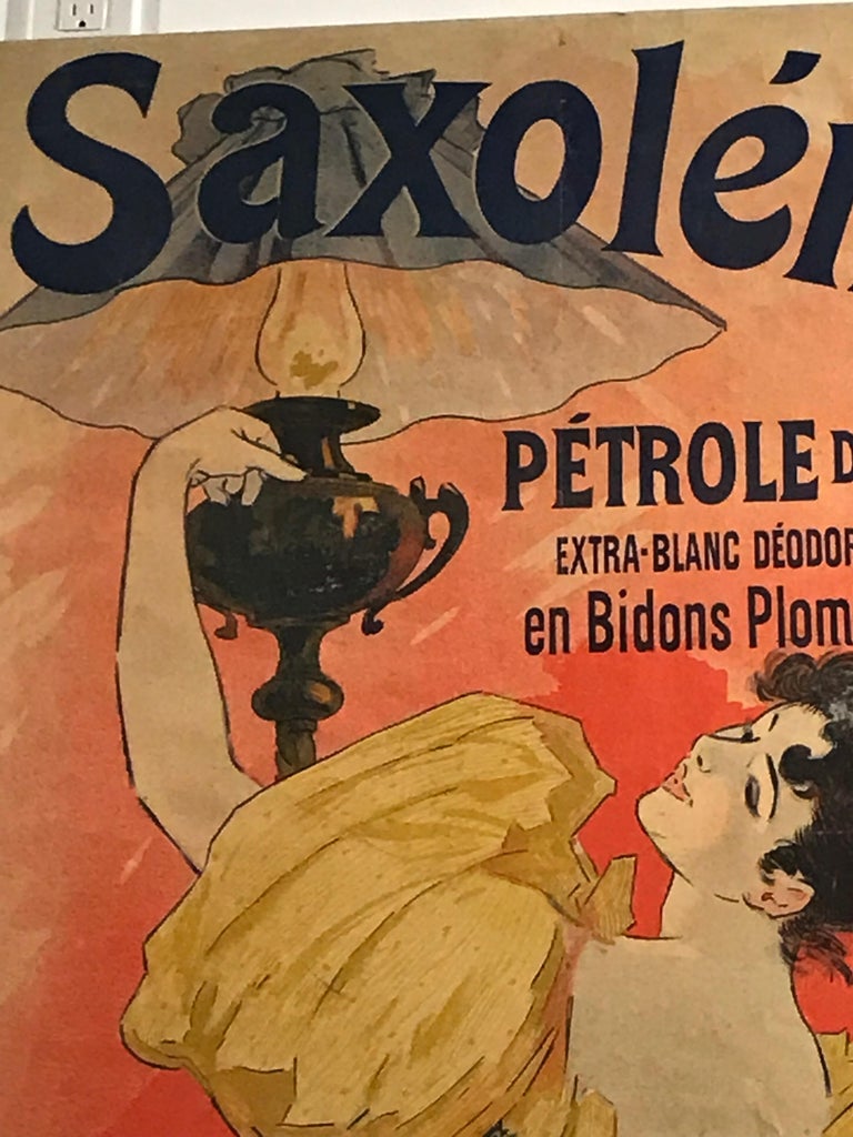 Art Nouveau Original French color lithograph poster for Saxoléïne by Jules Chéret, 1893 For Sale