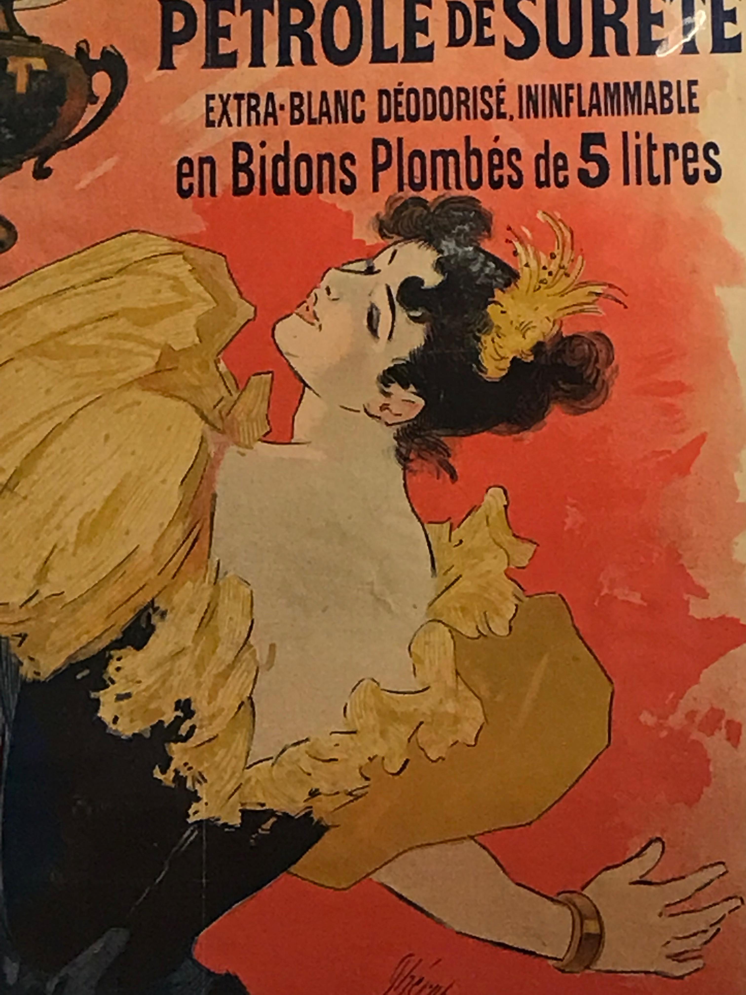 Art Nouveau Original French color lithograph poster for Saxoléïne by Jules Chéret, 1893 For Sale