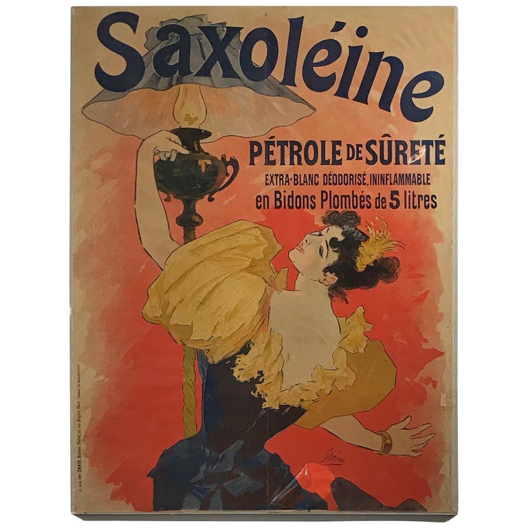 Original French color lithograph poster for Saxoléïne by Jules Chéret, 1893 For Sale