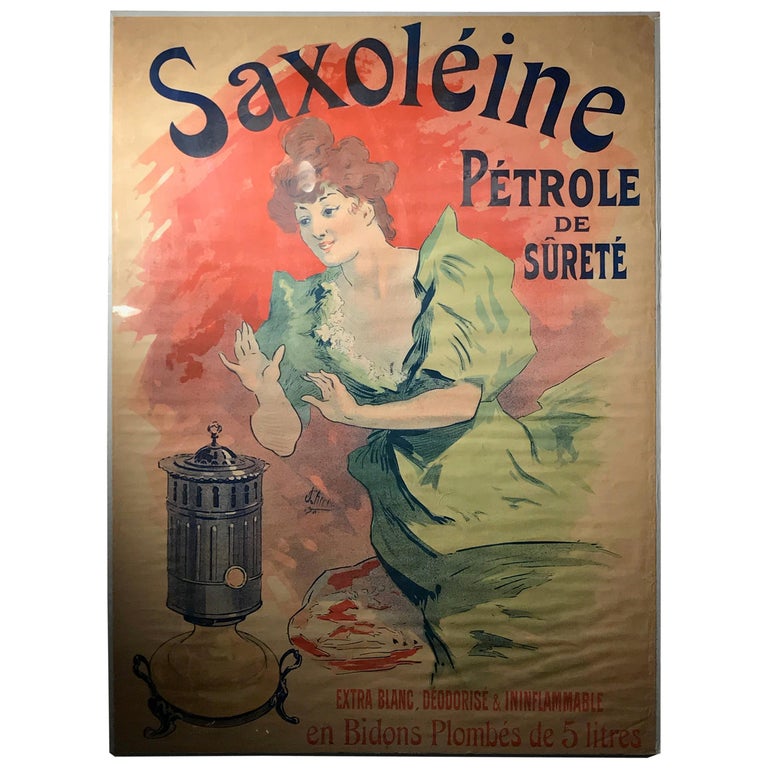 Original French color lithograph poster for Saxoléïne by Jules Chéret, 1900 For Sale