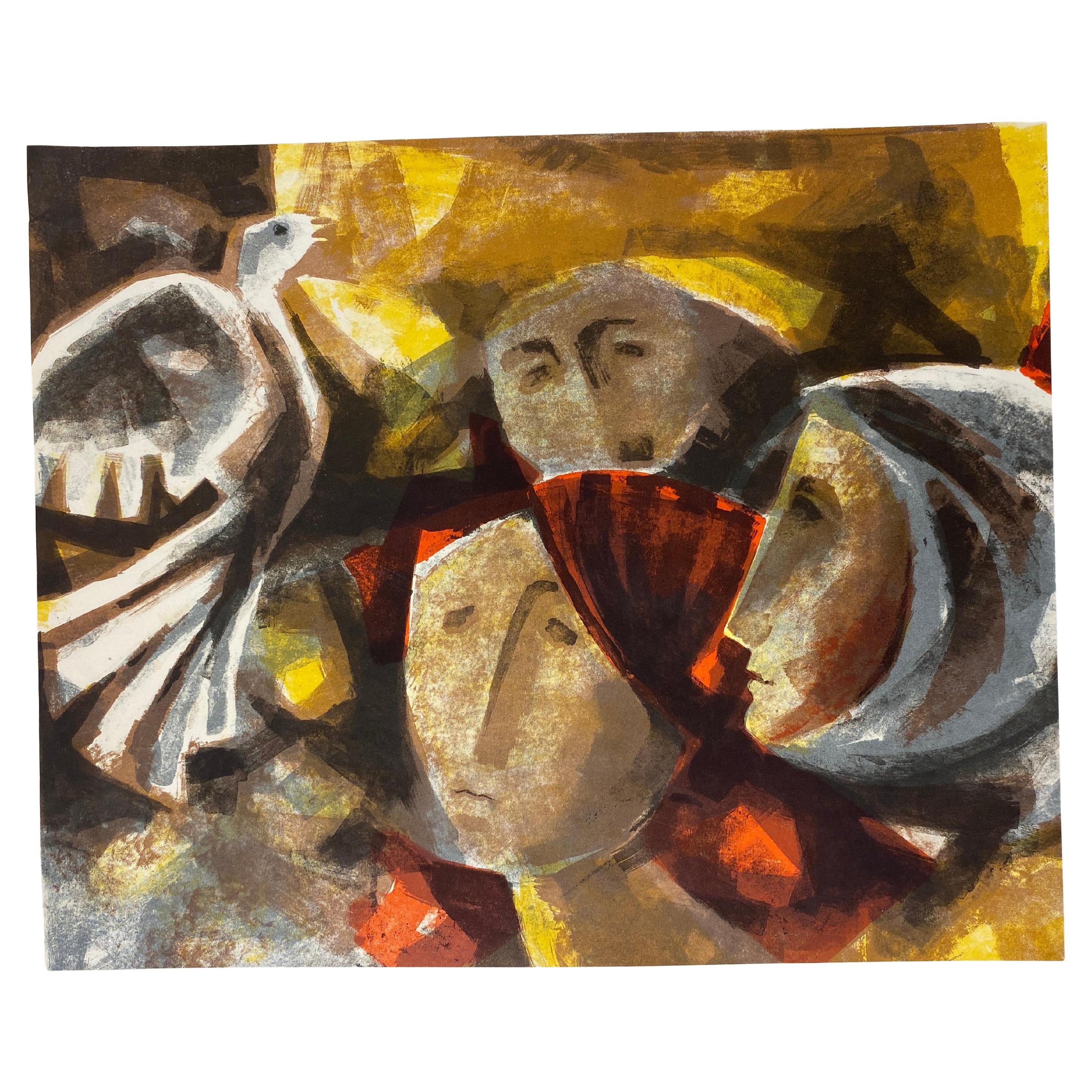 Cartel original francés de exposición de arte cubista de la Galería Drouant París Francia Francés en venta