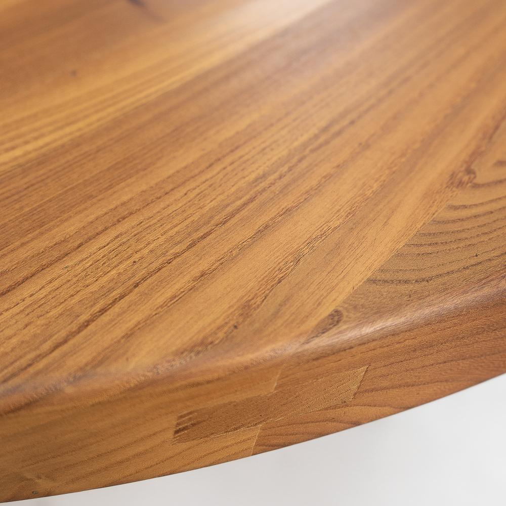 Diseño original francés: Pierre Chapo, Mesa de comedor redonda T21 de cinco patas, años 70 en venta 5