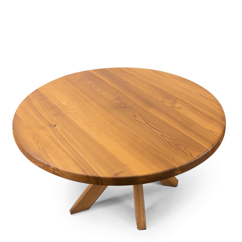 Mid-Century Modern Design français original : Pierre Chapo, table de salle à manger ronde T21 à cinq pieds, 1970 en vente