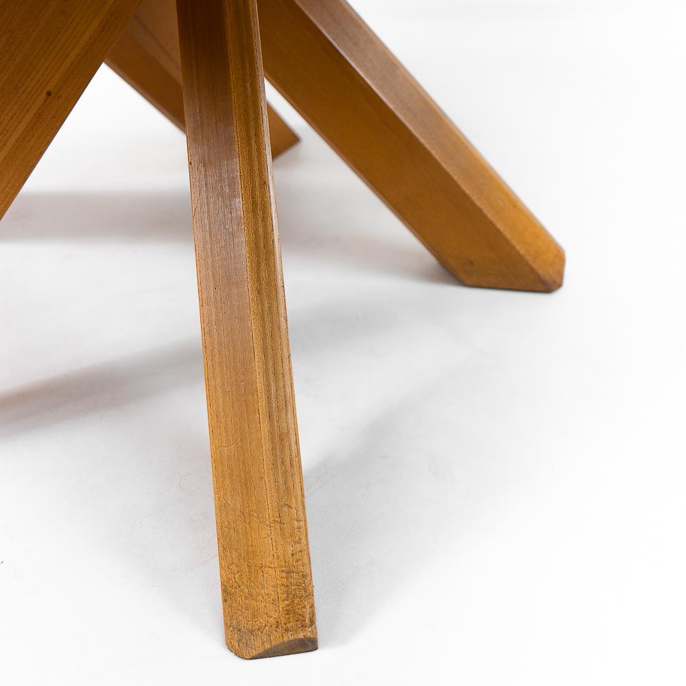 Elm Original French Design: Pierre Chapo, Five Legged T21 Round Dining Table, 1970s For Sale