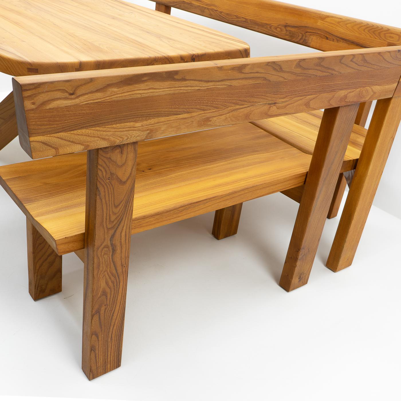 Mid-Century Modern Original French Design Pierre Chapo, S35 & T35 Dining Set in Elm, France, 1980s