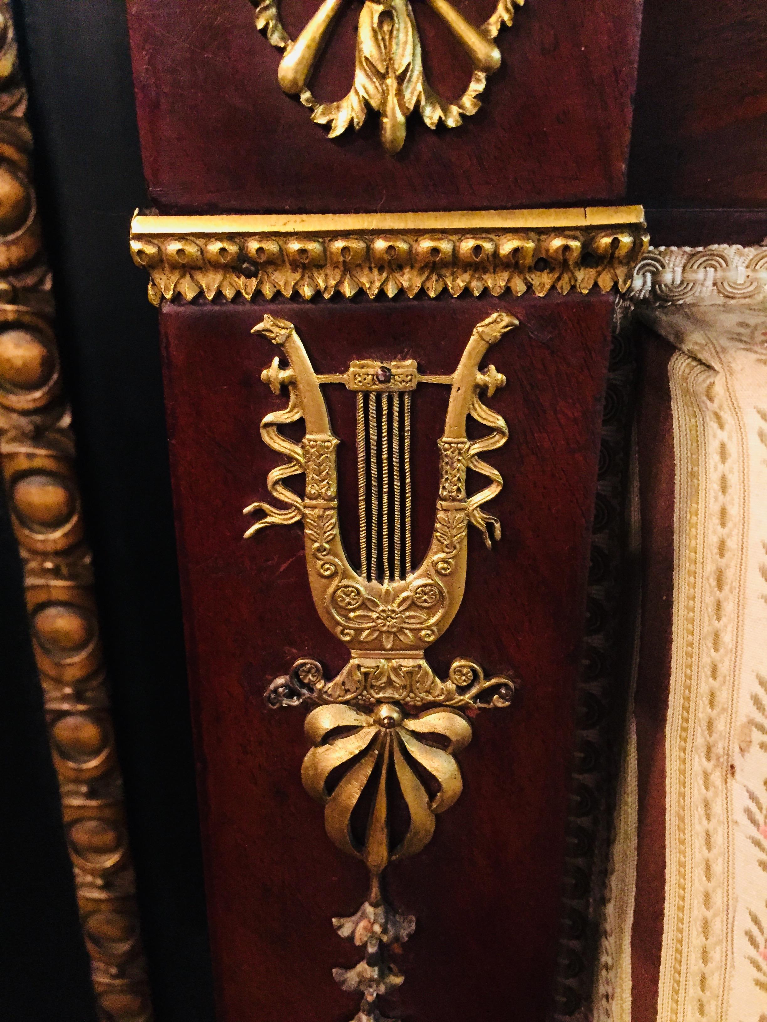Original antique French Empire Sofa Mahogany veneer with Columns 8