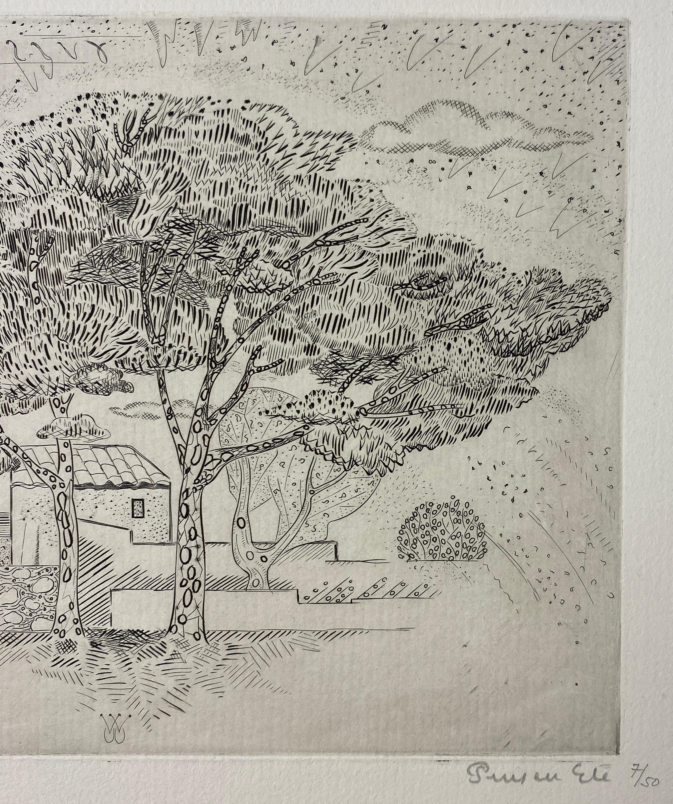 Original französischer Kupferstichdruck signiert Roger Viellard, Vintage-Lithographie #7/50 (Französisch) im Angebot