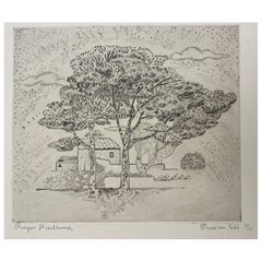 Original French Engraving Print signed Roger Viellard, Antique Lithograph #7/50