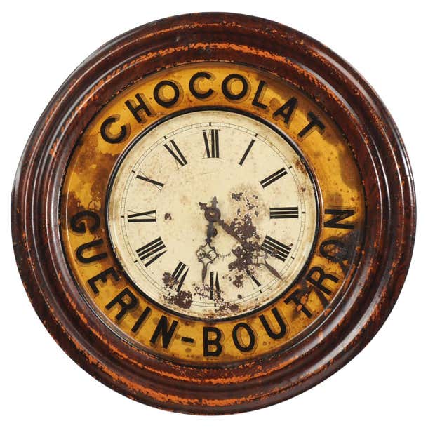 Original French Guerin Boutron Chocolate Advertising Wall Clock, Fully ...