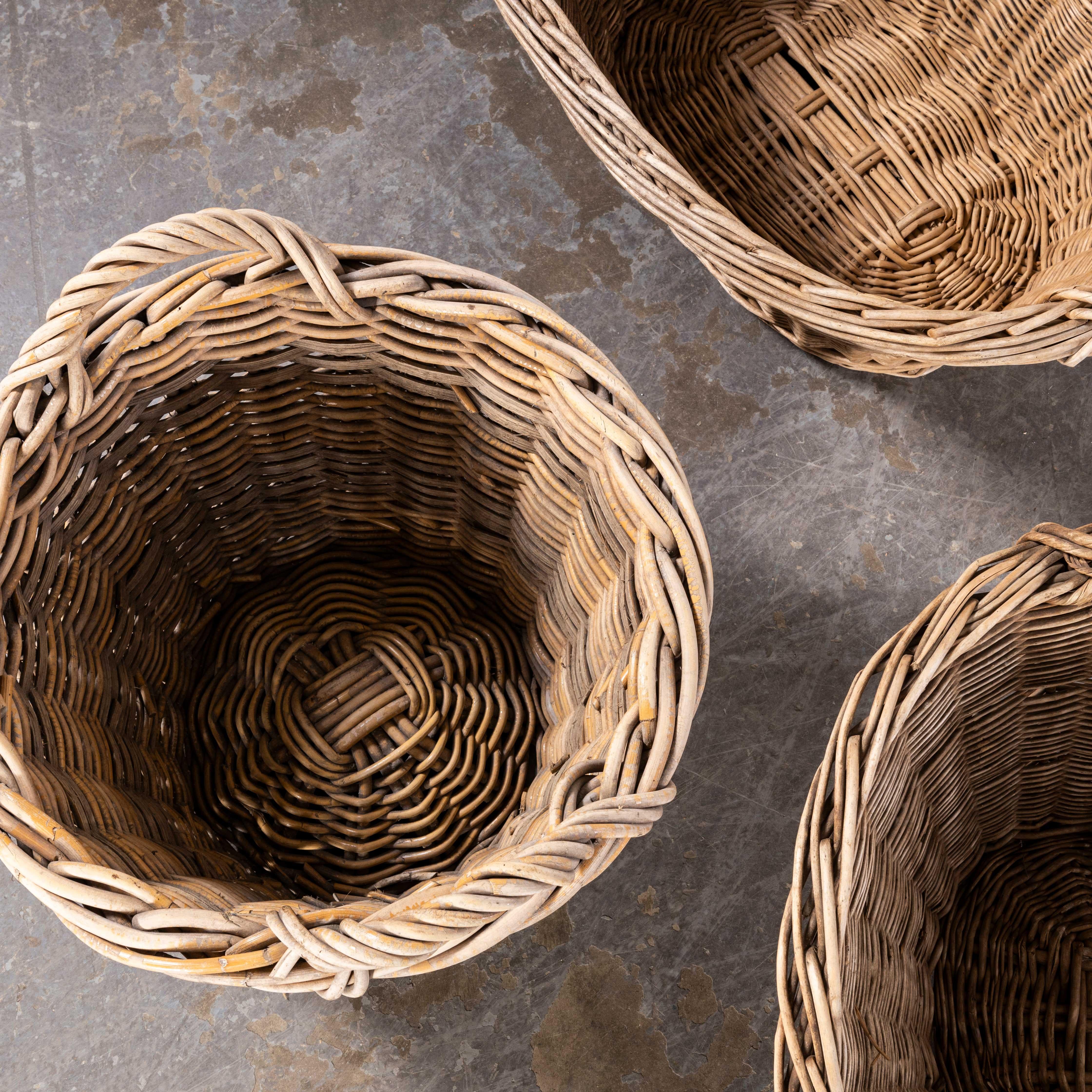 Rattan Original French Handmade Oval Willow Baskets For Sale