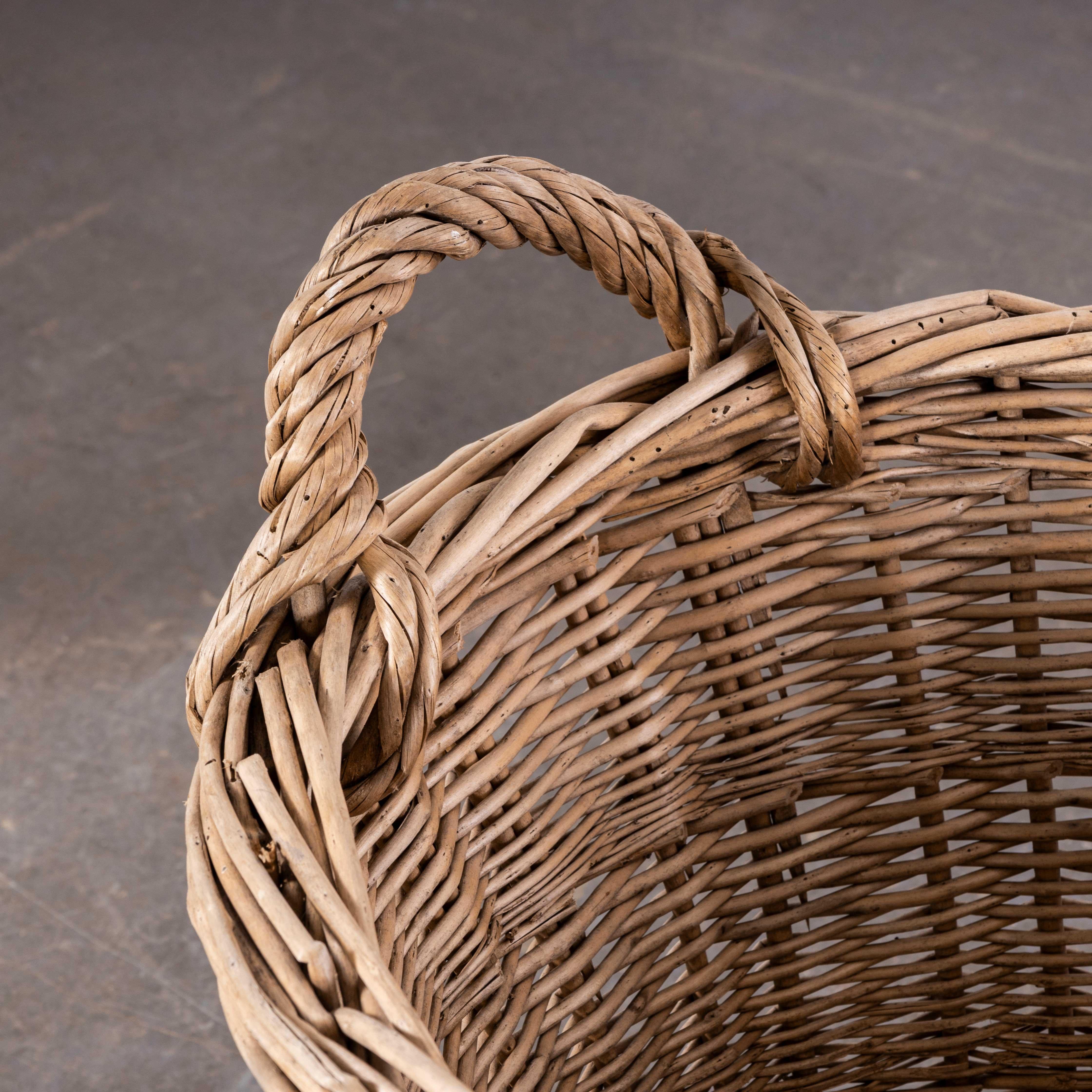 Original French Handmade Oval Willow Baskets For Sale 1