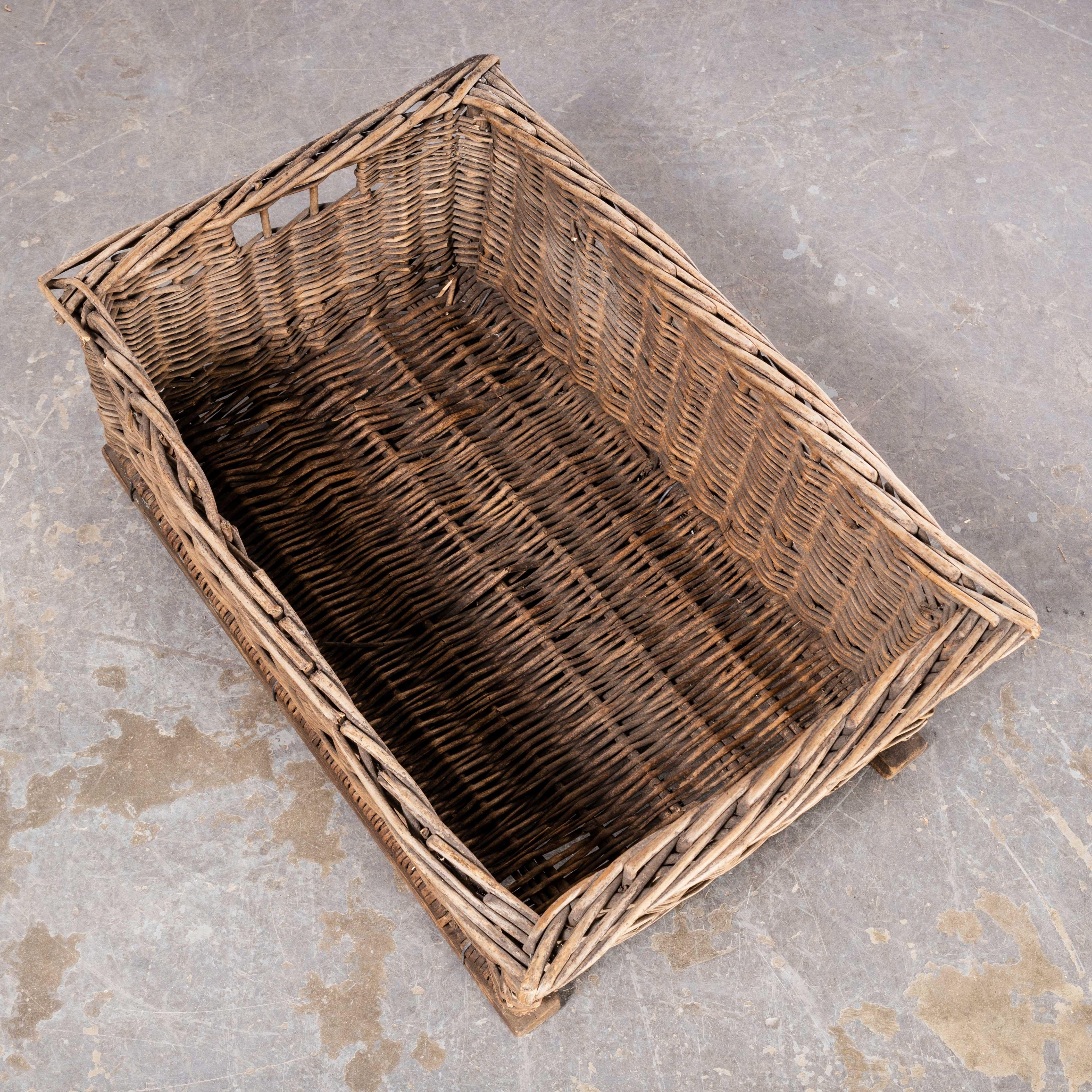 Rattan Original French Handmade Willow Basket On Skids  (1550.3)