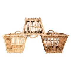 Vintage Original French Handmade Willow Baskets (1550.2)