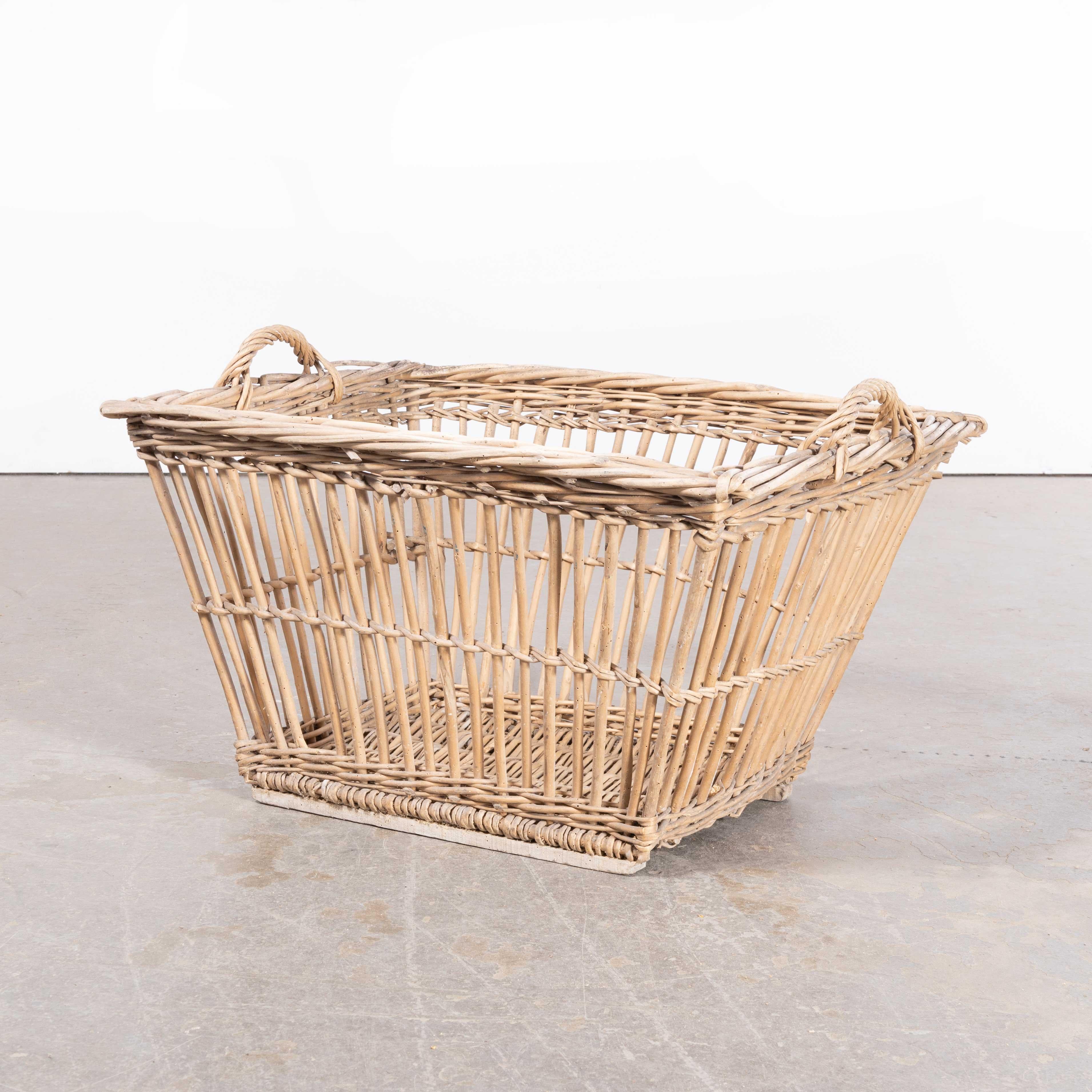 Mid-20th Century Original French Handmade Willow Baskets For Sale