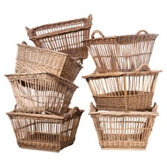 Vintage Original French Handmade Willow Baskets
