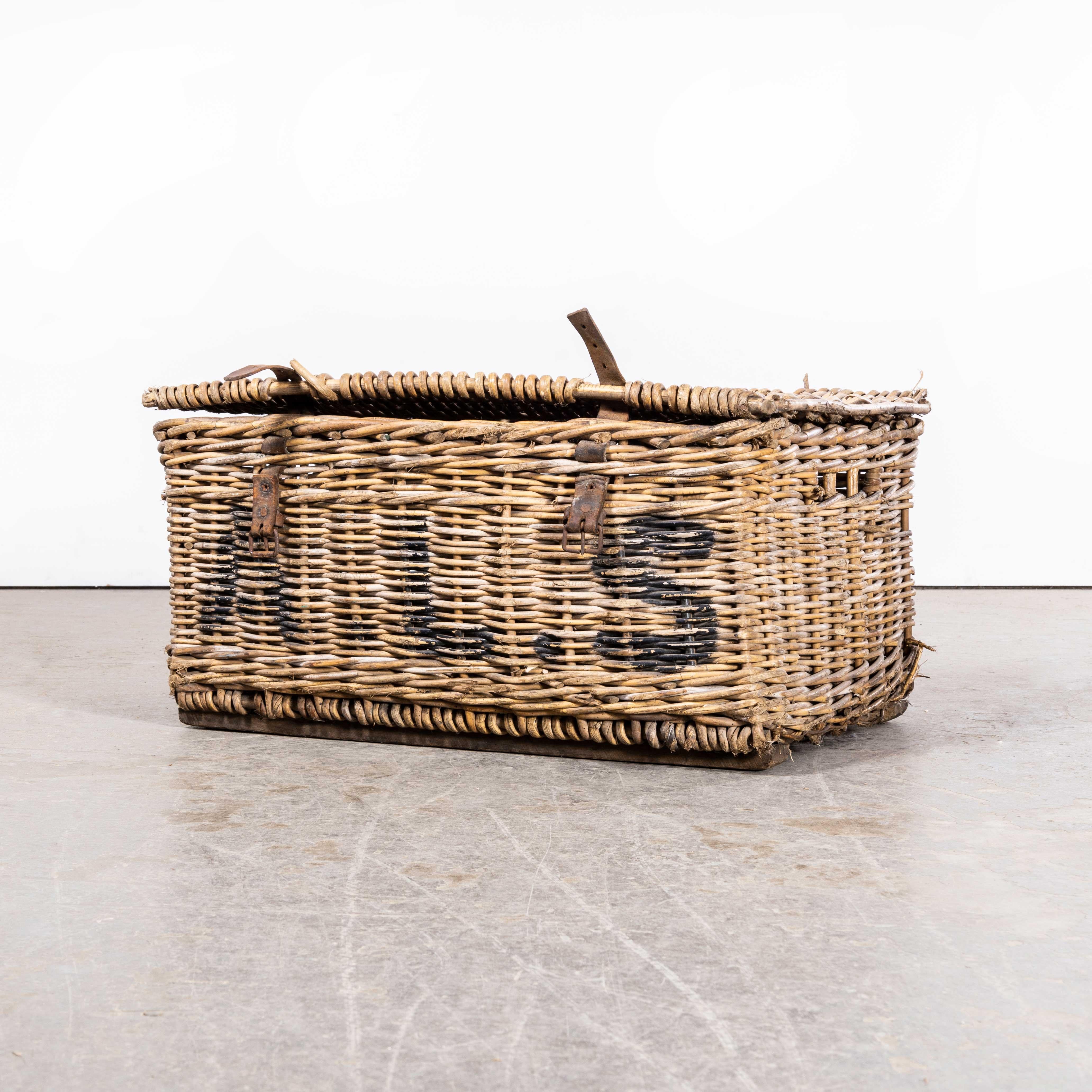 Original French Handmade Willow Hamper
Original French Handmade Willow Hamper. Good honest original French hamper with owners faded branding.

WORKSHOP REPORT
Our workshop team inspect every product and carry out any needed repairs to ensure that