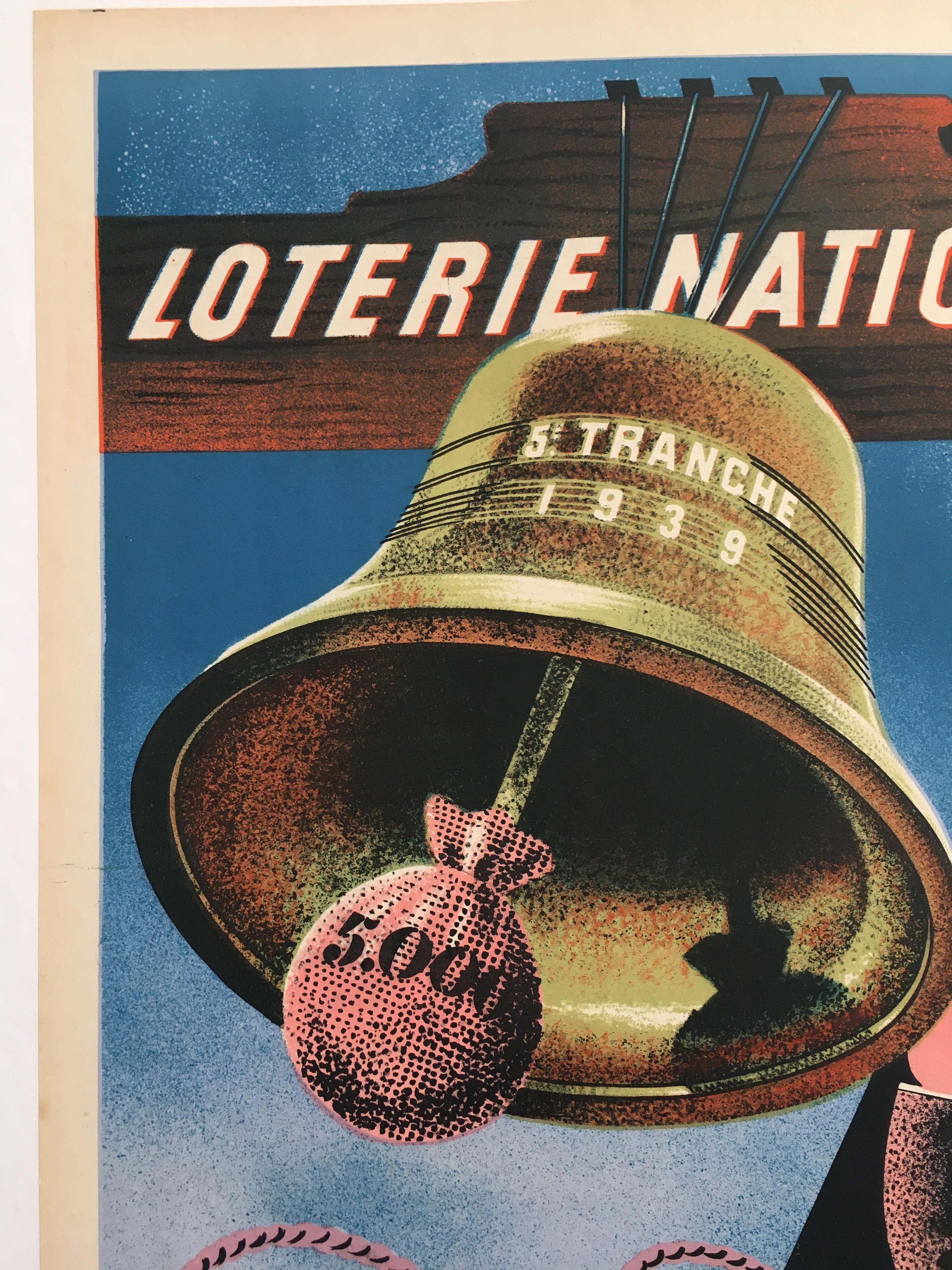 Original French Lithograph Loterie Nationale Poster 'Tranche De Paques', 1938 In Good Condition In Melbourne, Victoria