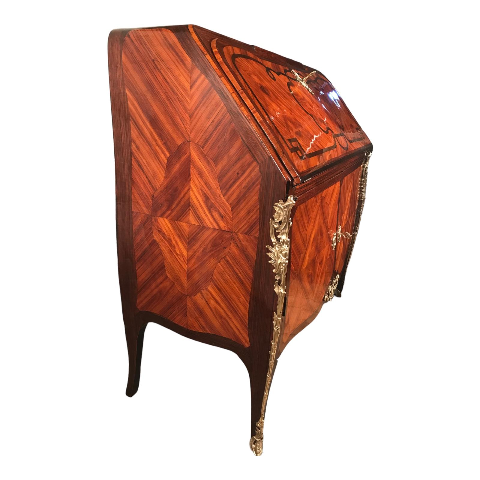 Marquetry Original French Louis XV Secretary Desk, Paris 1760 For Sale