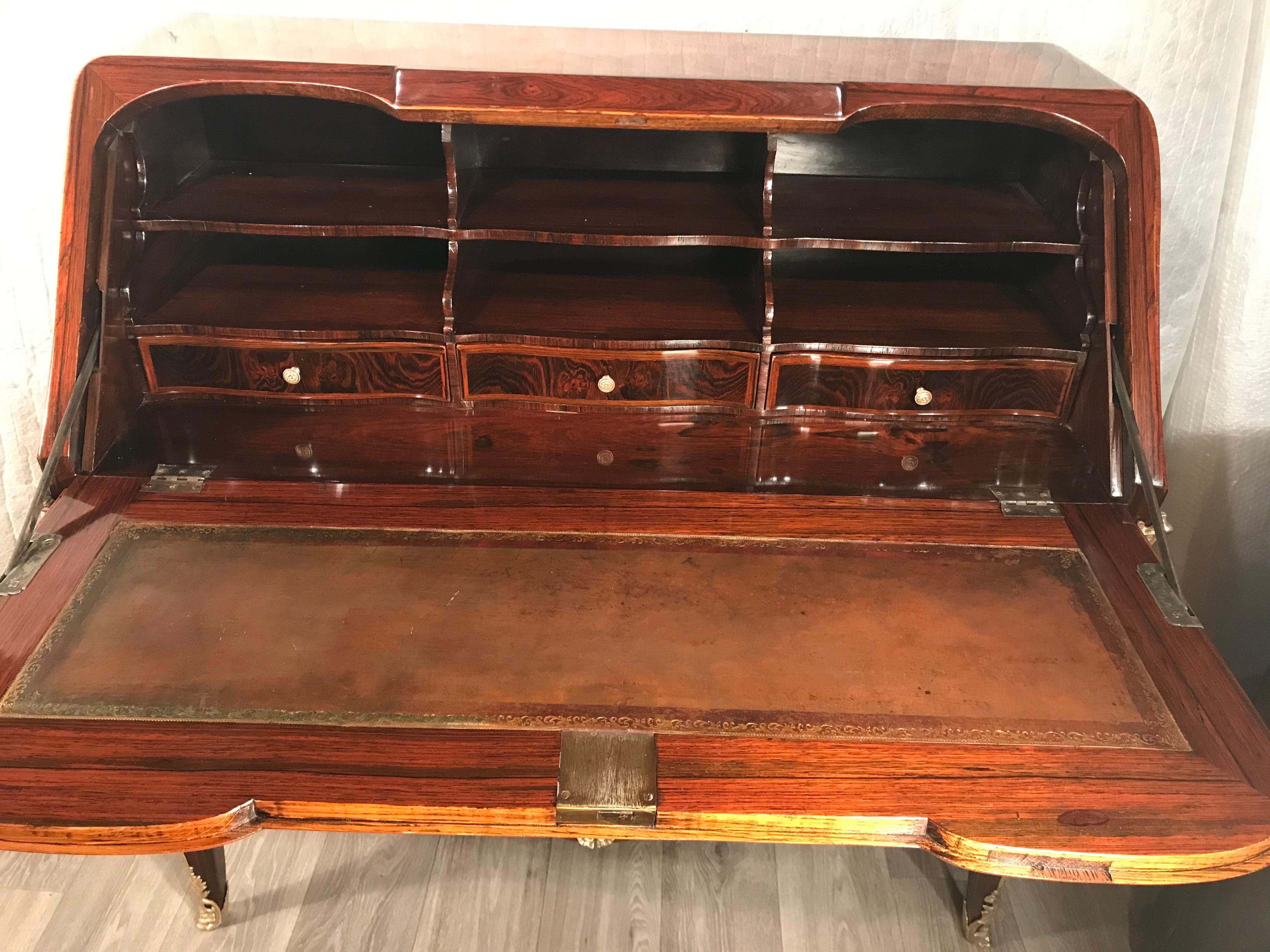 Kingwood Original French Louis XV Secretary Desk, Paris 1760 For Sale