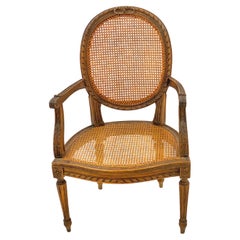 Original French, Louis XVI, Caned Armchair, 18th Century