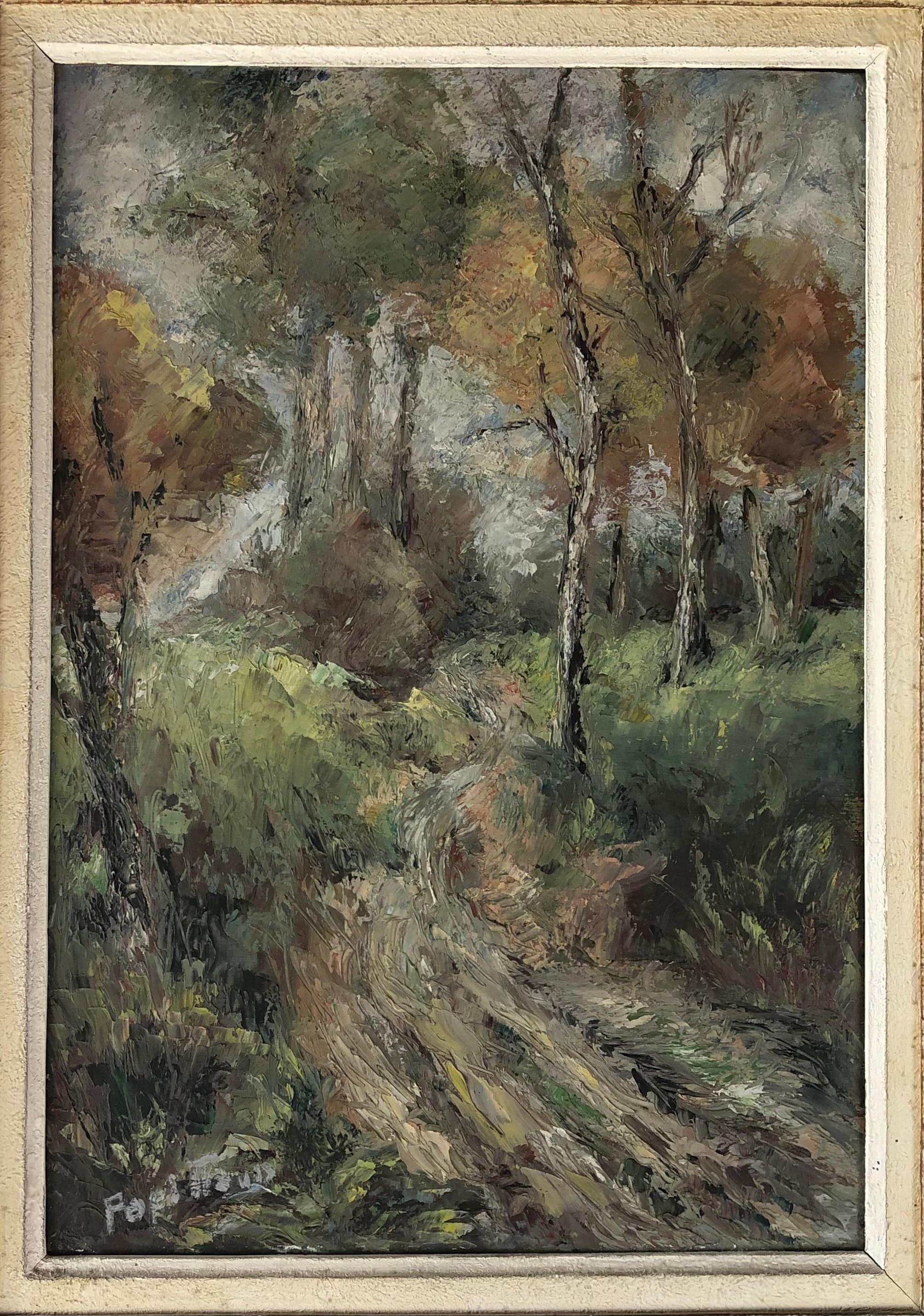 Une peinture à l'huile sur panneau représentant une scène de forêt de campagne par l'artiste peintre française Marcelle Papillaud. 

Marcelle PAPILLAUD est née en 1888, elle a peint de nombreuses œuvres d'art qui ont été vendues dans plusieurs
