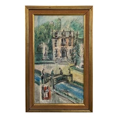 Original französisches Ölgemälde von "Le Chateau" Signiert Pelier