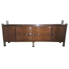 Original French Palisander Four Door Cabinet with Polished Nickel Hardware