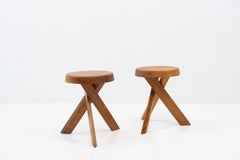 Original French Period Design Pierre Chapo, S31 Stools in Elm, Set of Two 1980s