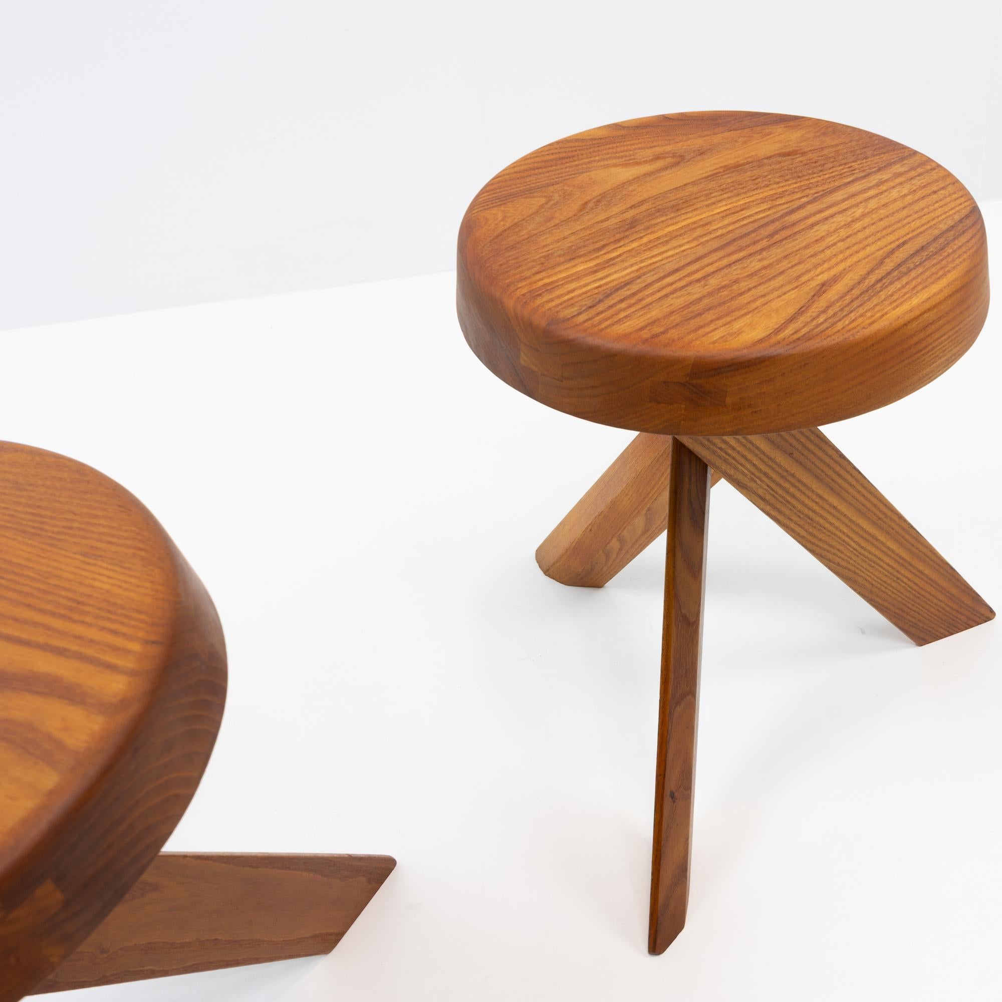 Original French Period Design Pierre Chapo, S31 Stools in Elm, Set of Two 1980s en venta 1