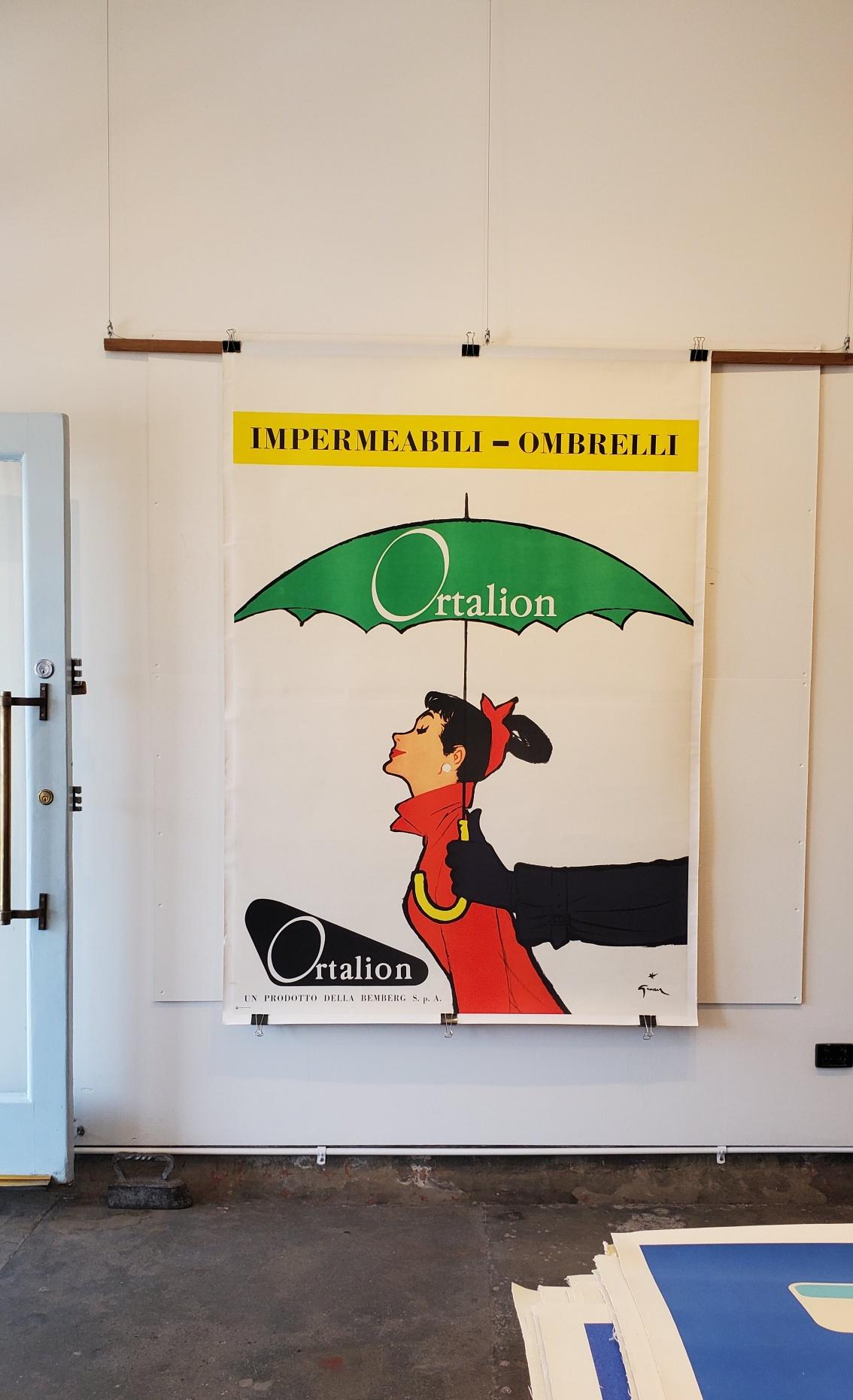 Mid-20th Century Original French Poster, 'Ortalion Ombrelli Audrey Hepburn' 1968 For Sale