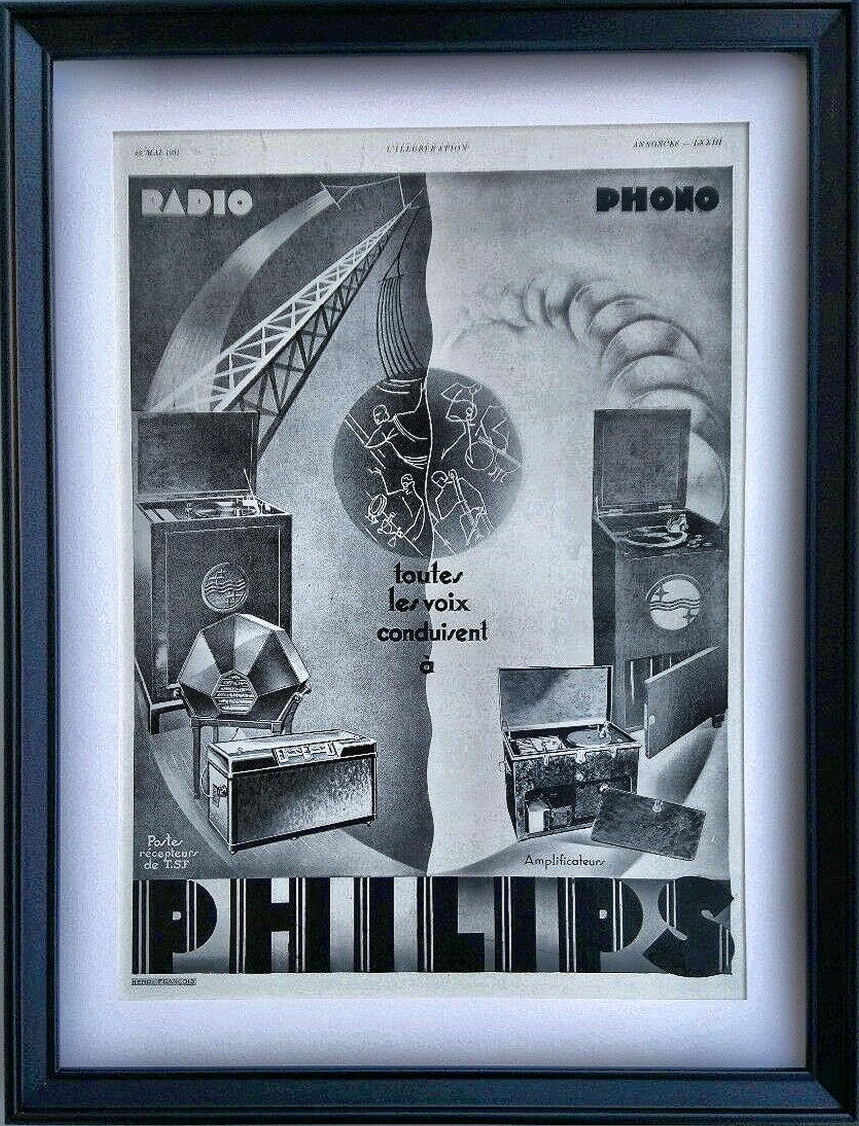 Publicité originale en français pour les radiogrammes:: vers 1931 Bon état - En vente à Devon, England