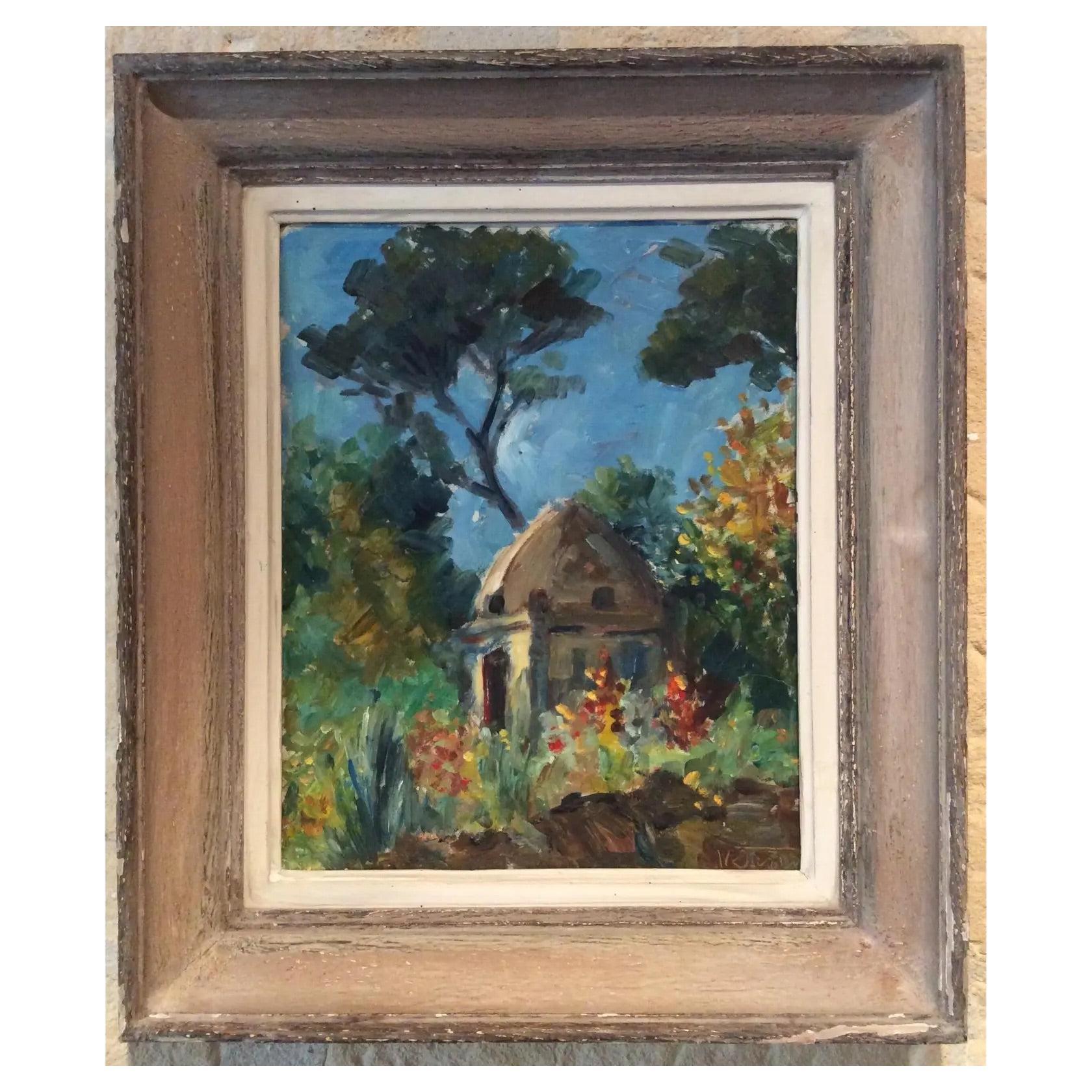 Original French Provincial Oil Painting on Isorel Signed Victor Ferreri
