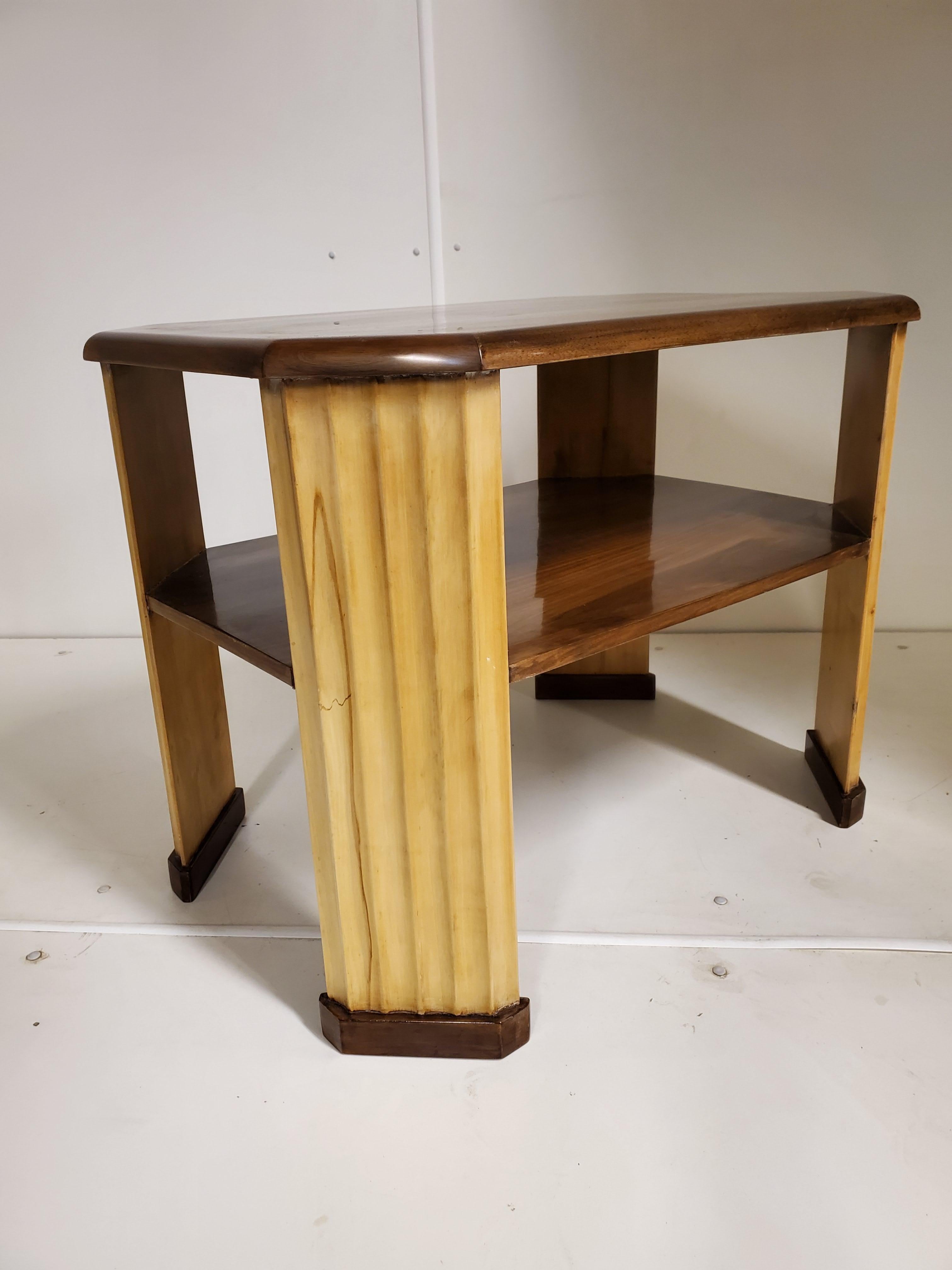Original French Rectangular or Octagonal Walnut and Sycamore Side Table For Sale 7