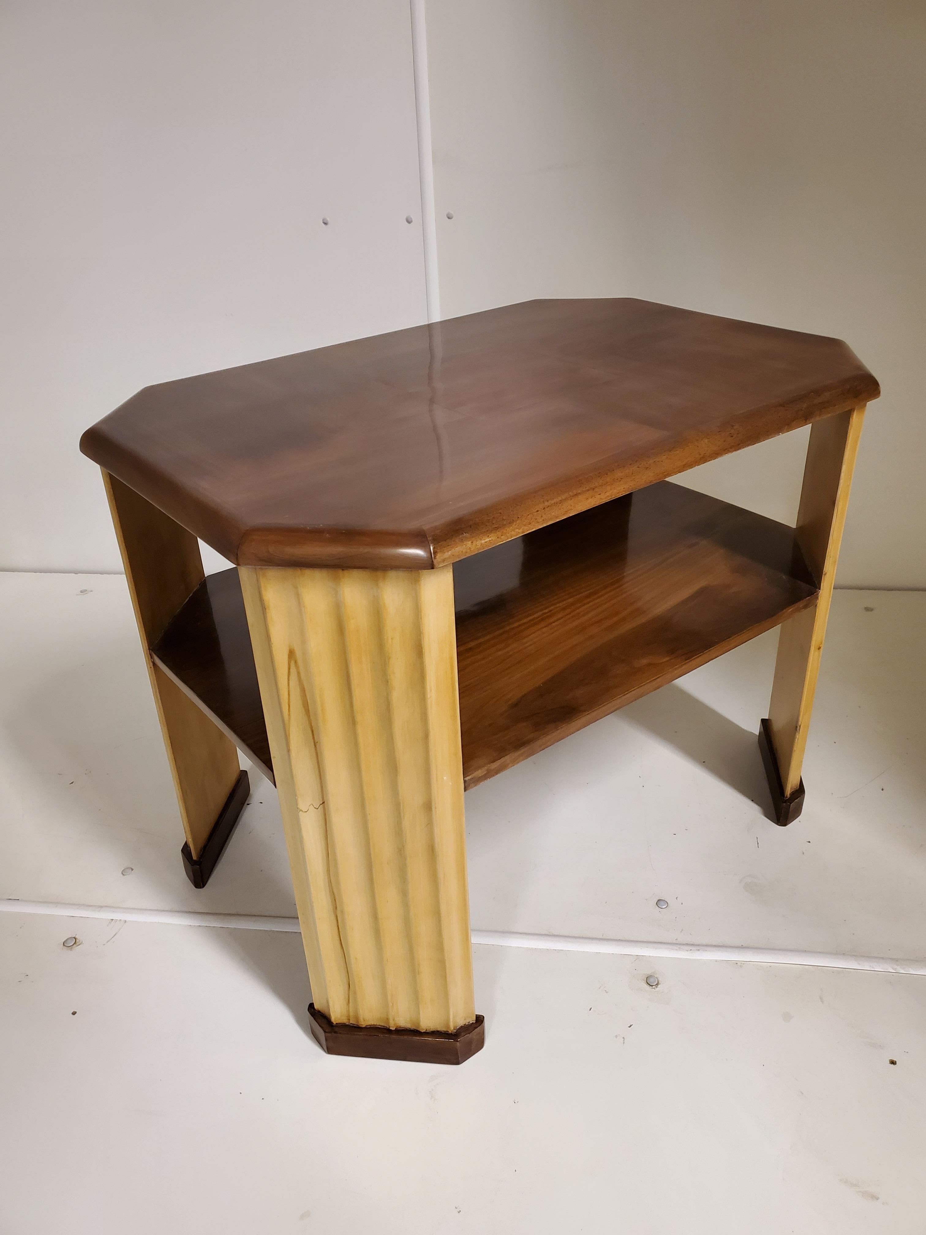 Original French Rectangular or Octagonal Walnut and Sycamore Side Table For Sale 8