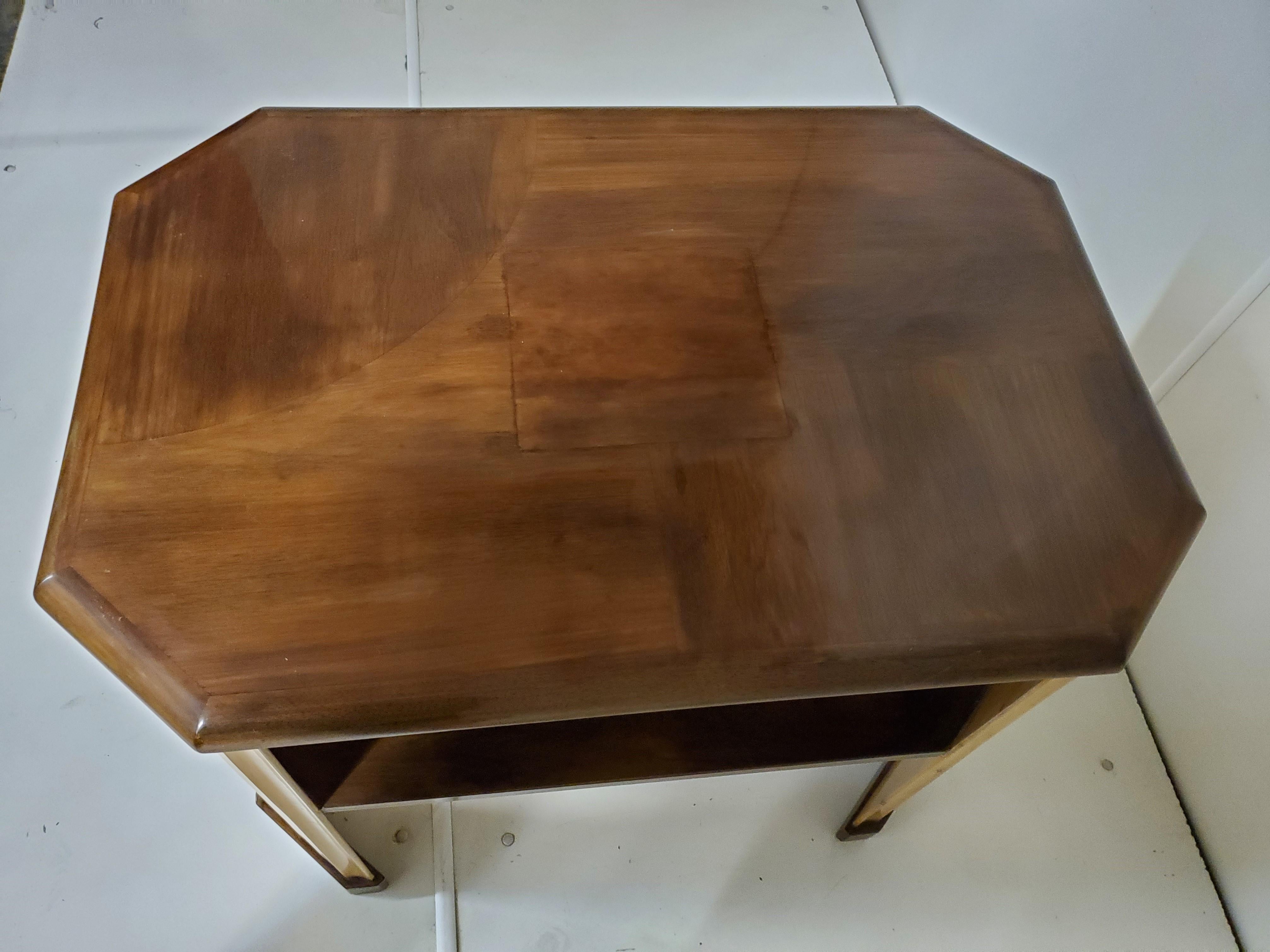 Original French Rectangular or Octagonal Walnut and Sycamore Side Table For Sale 2