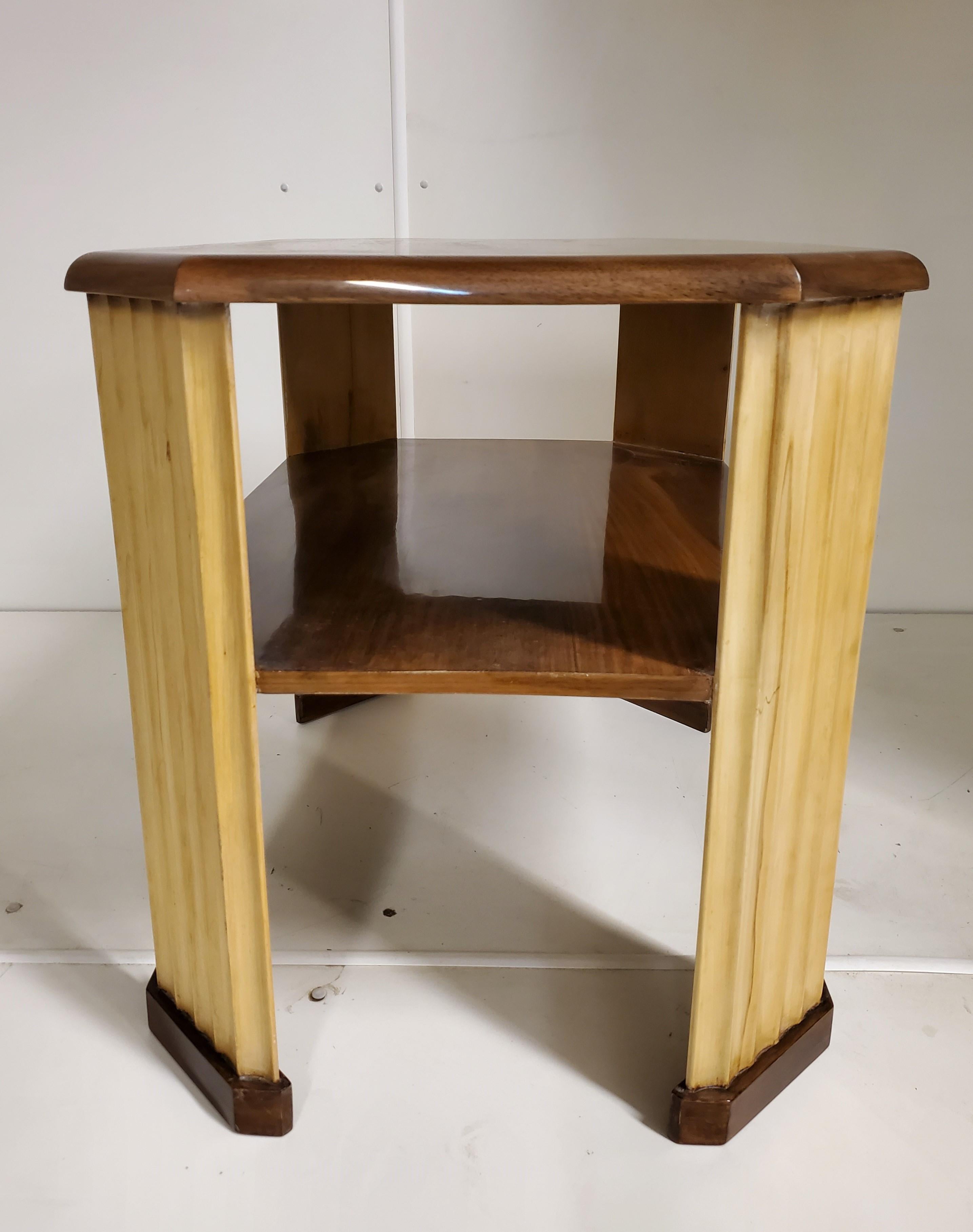 Original French Rectangular or Octagonal Walnut and Sycamore Side Table For Sale 3