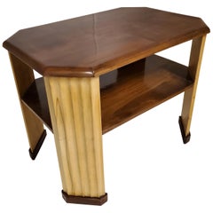 Original French Rectangular or Octagonal Walnut and Sycamore Side Table