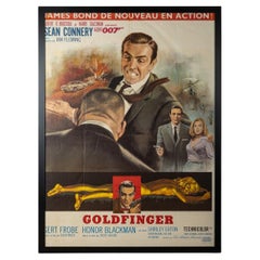 Retro Original French Release James Bond Goldfinger Poster c.1964