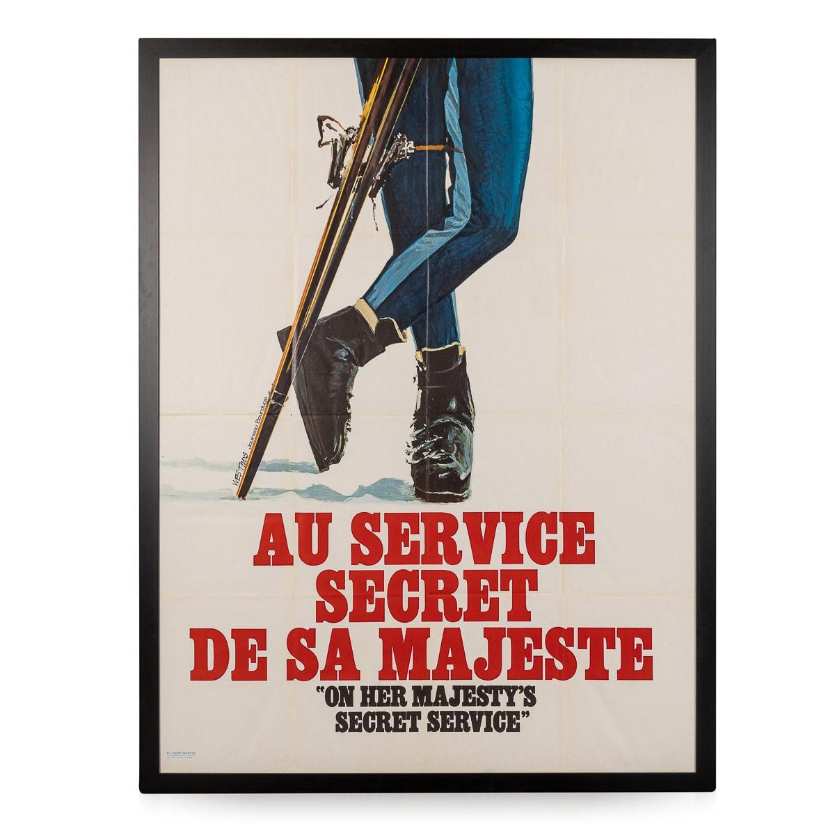 Original Französische Veröffentlichung James Bond On Her Majesty's Secret Service Poster, um 1969 im Zustand „Gut“ im Angebot in Royal Tunbridge Wells, Kent